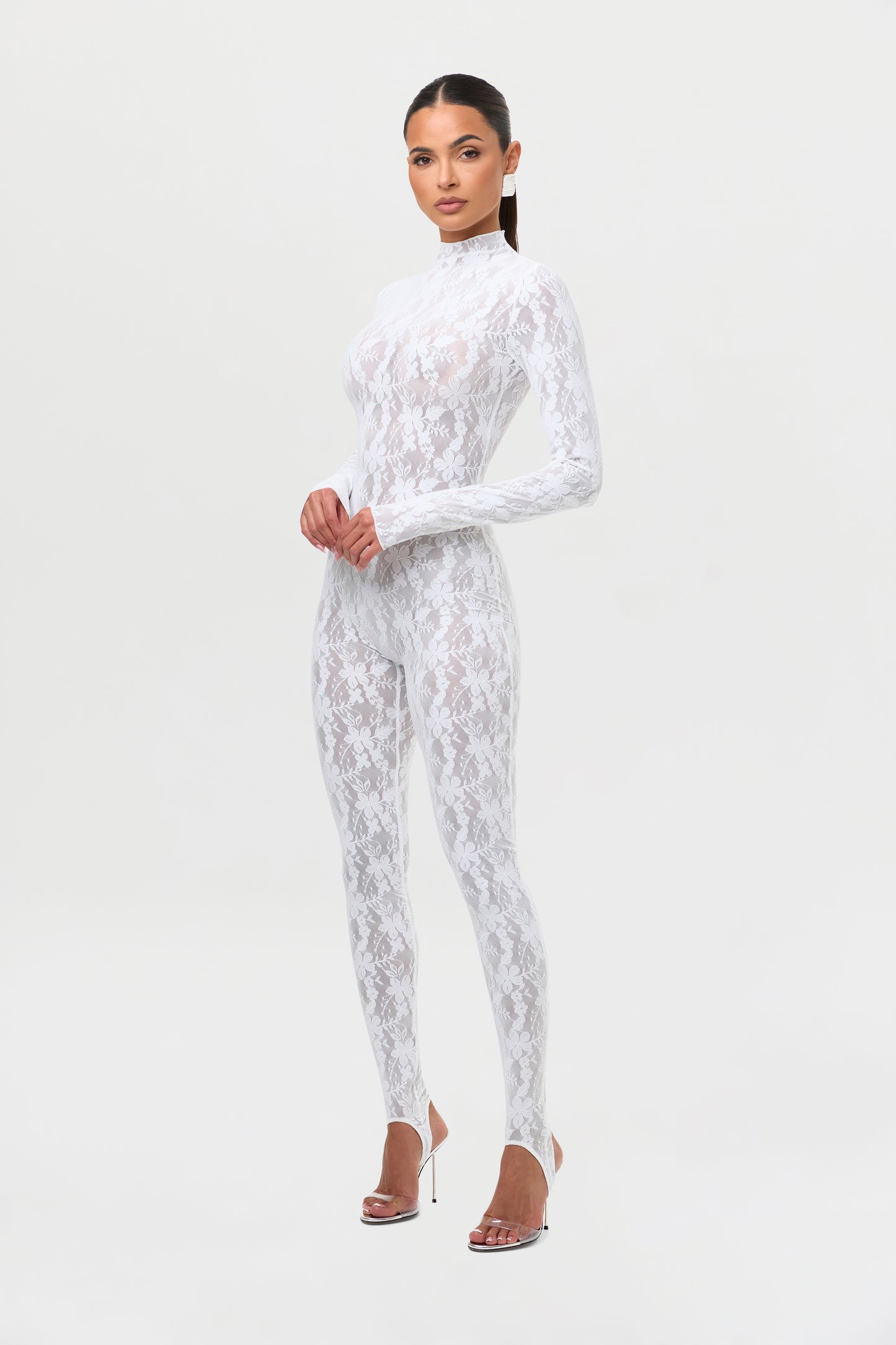 Stretch Lace Stirrup Jumpsuit Petite