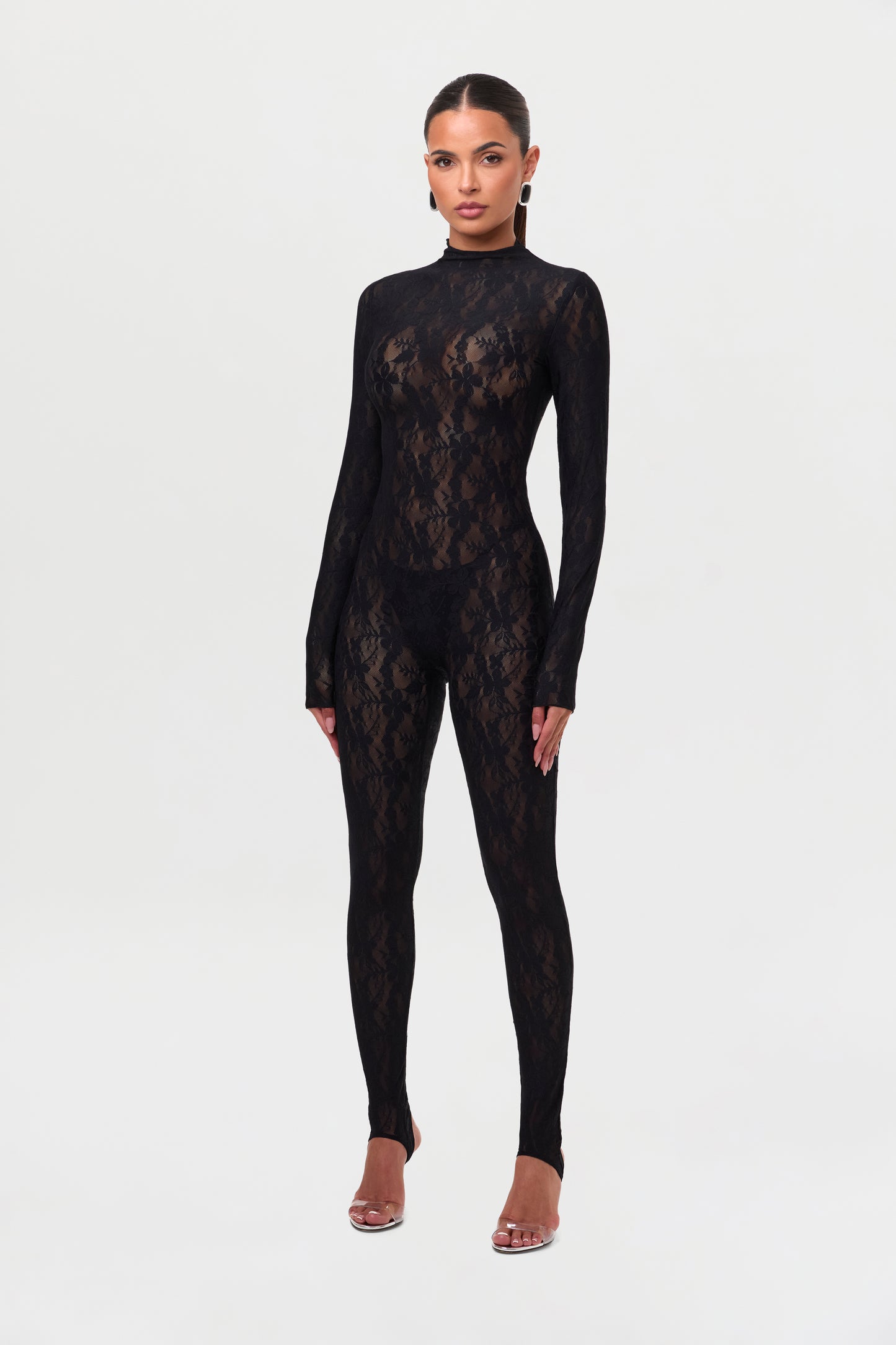 Stretch Lace Stirrup Jumpsuit