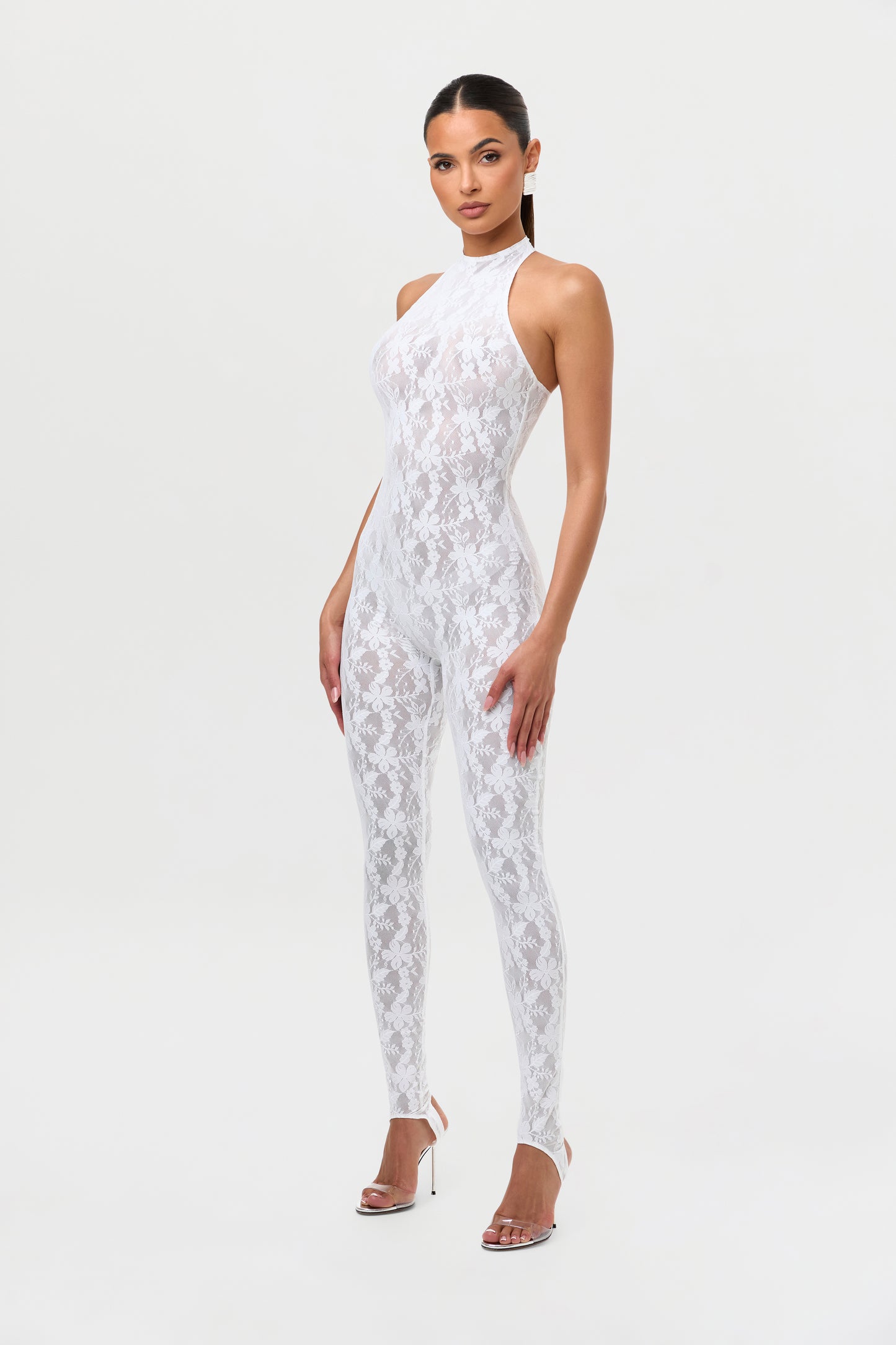 Lace Racer Stirrup Jumpsuit Petite