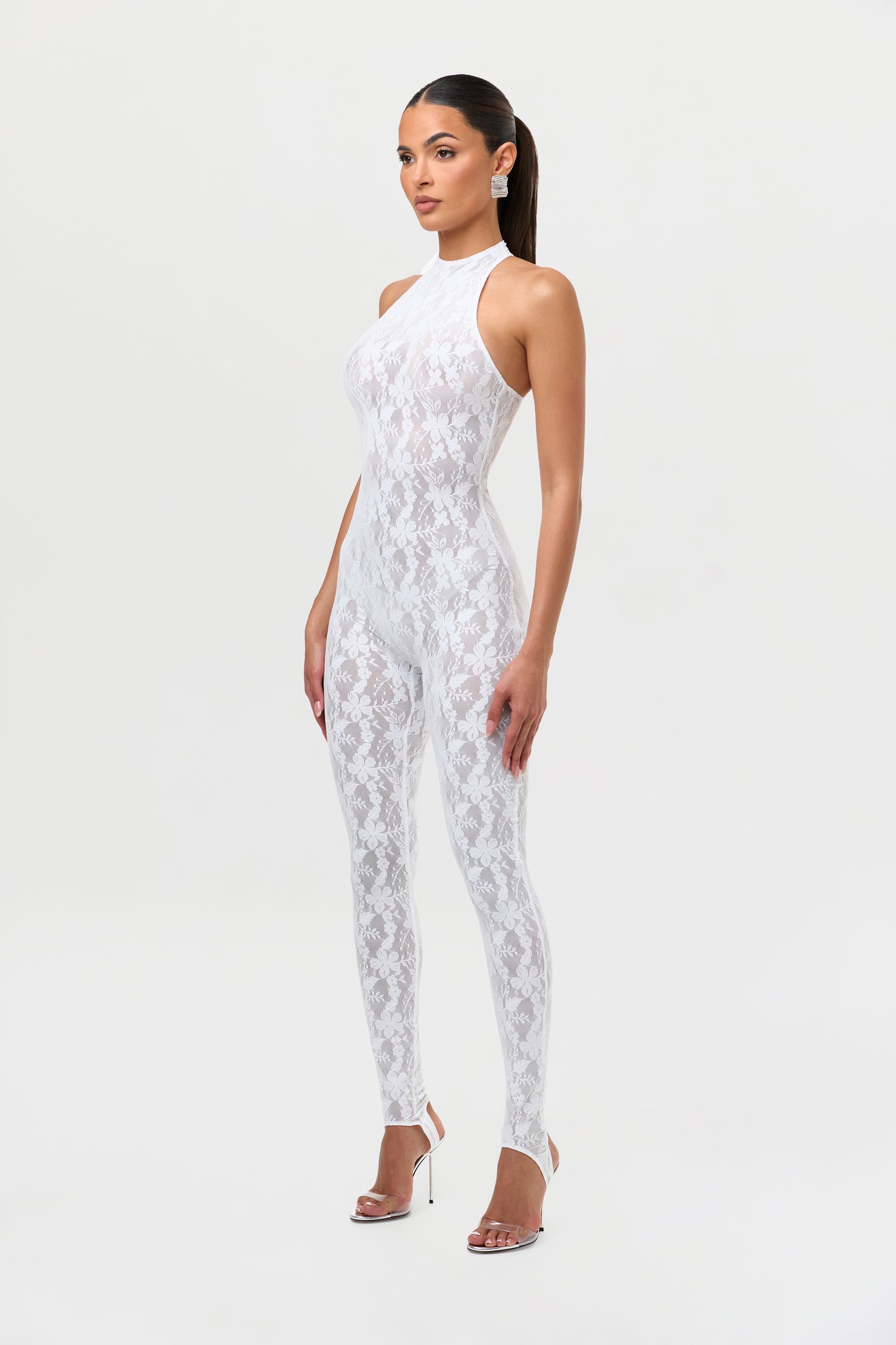 Lace Racer Stirrup Jumpsuit Petite