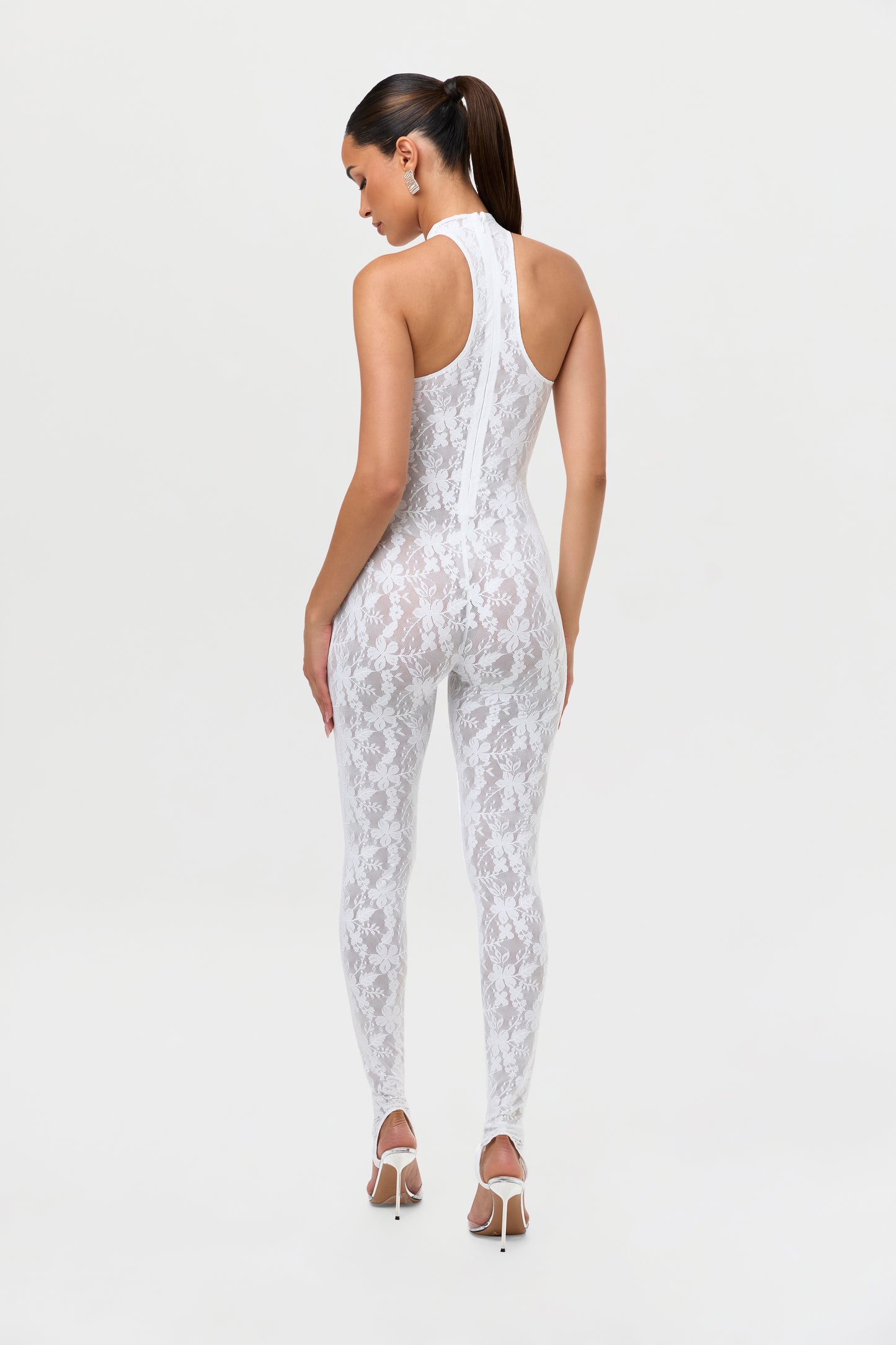 Lace Racer Stirrup Jumpsuit Petite