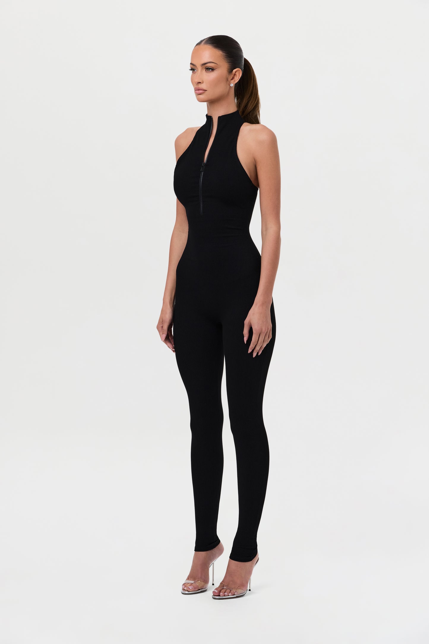Snatched Zip Up Racerback Jumpsuit