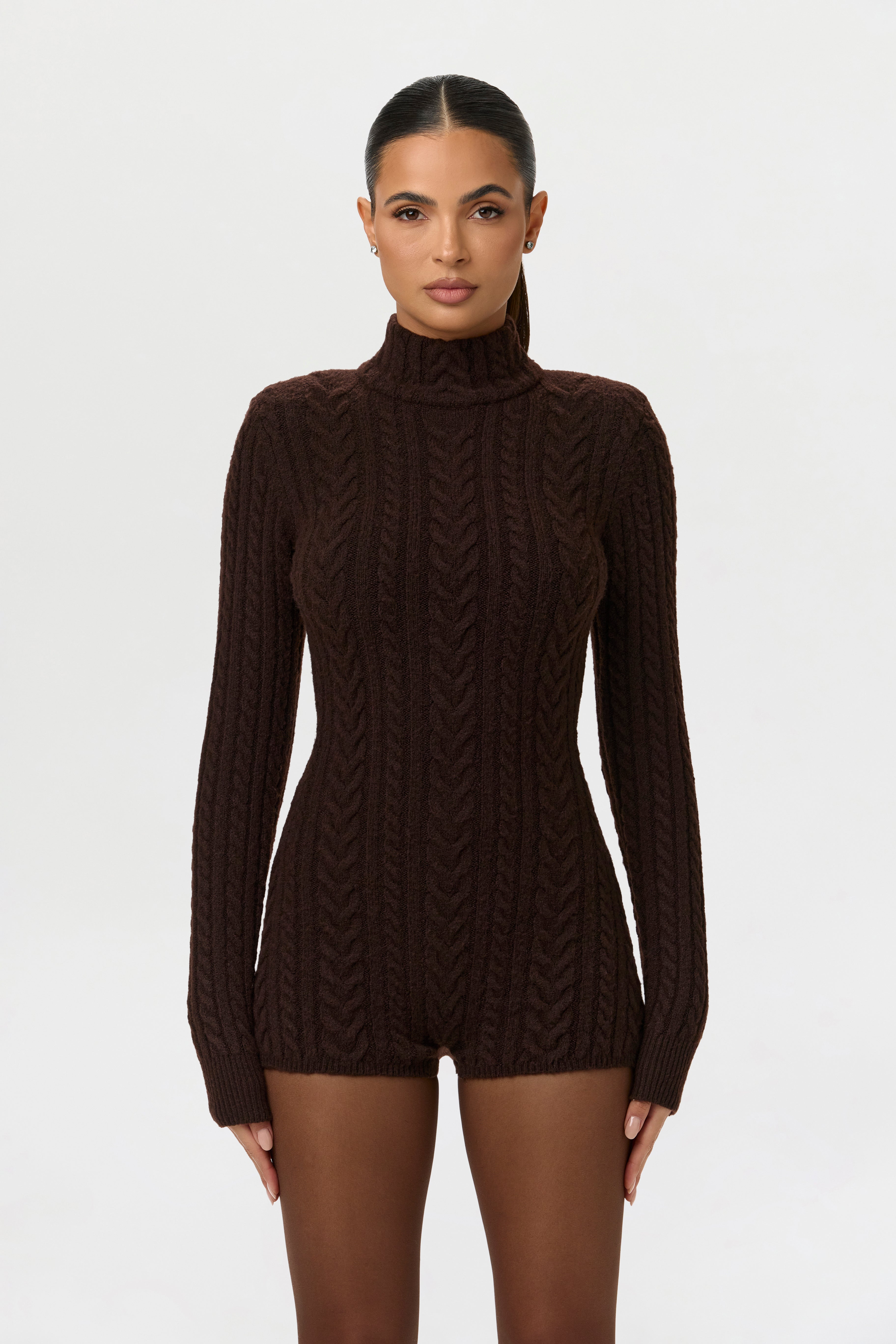 Cable Knit Turtleneck Romper – Naked Wardrobe