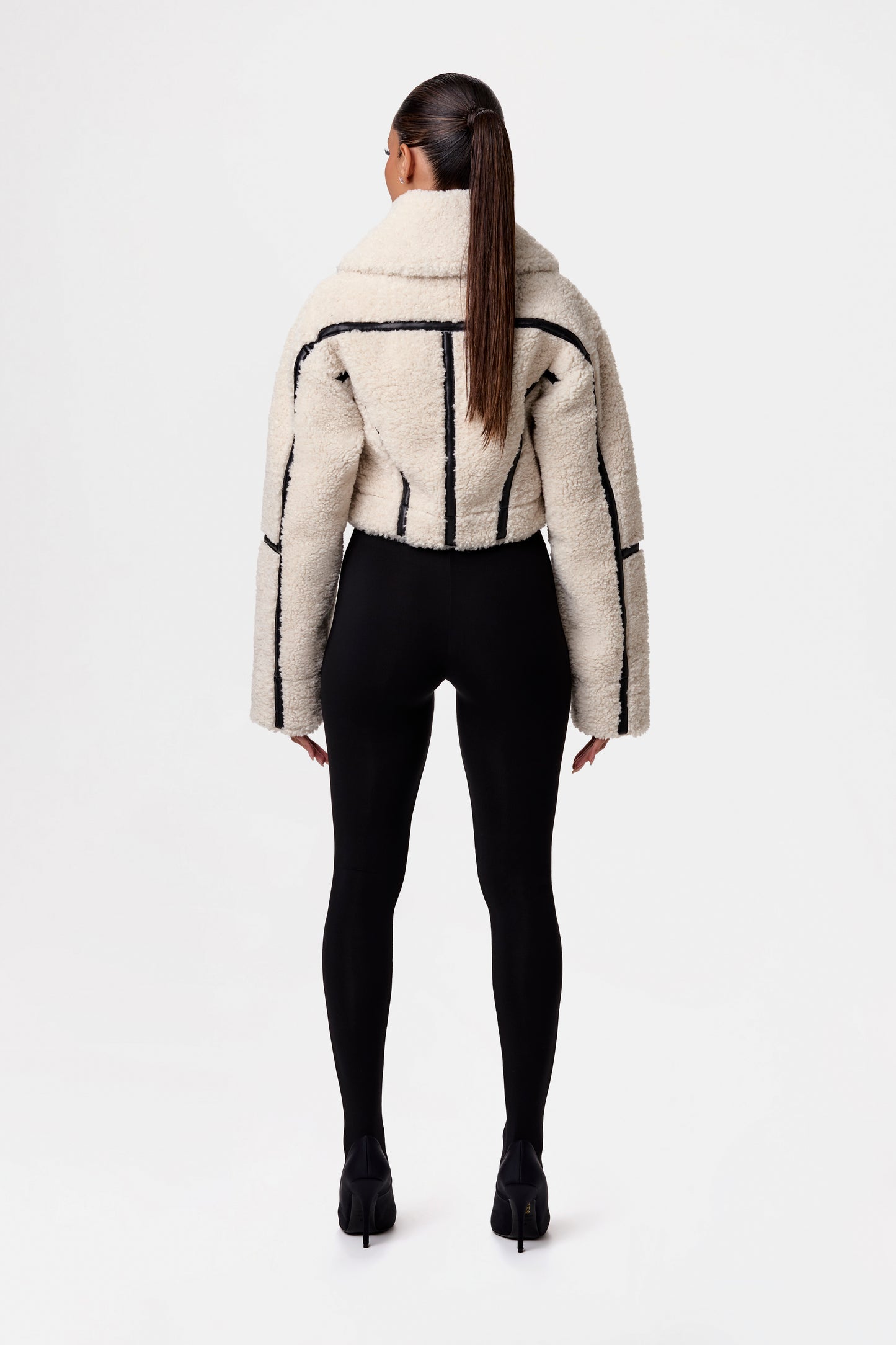 Reversible Vegan Leather Sherpa Jacket