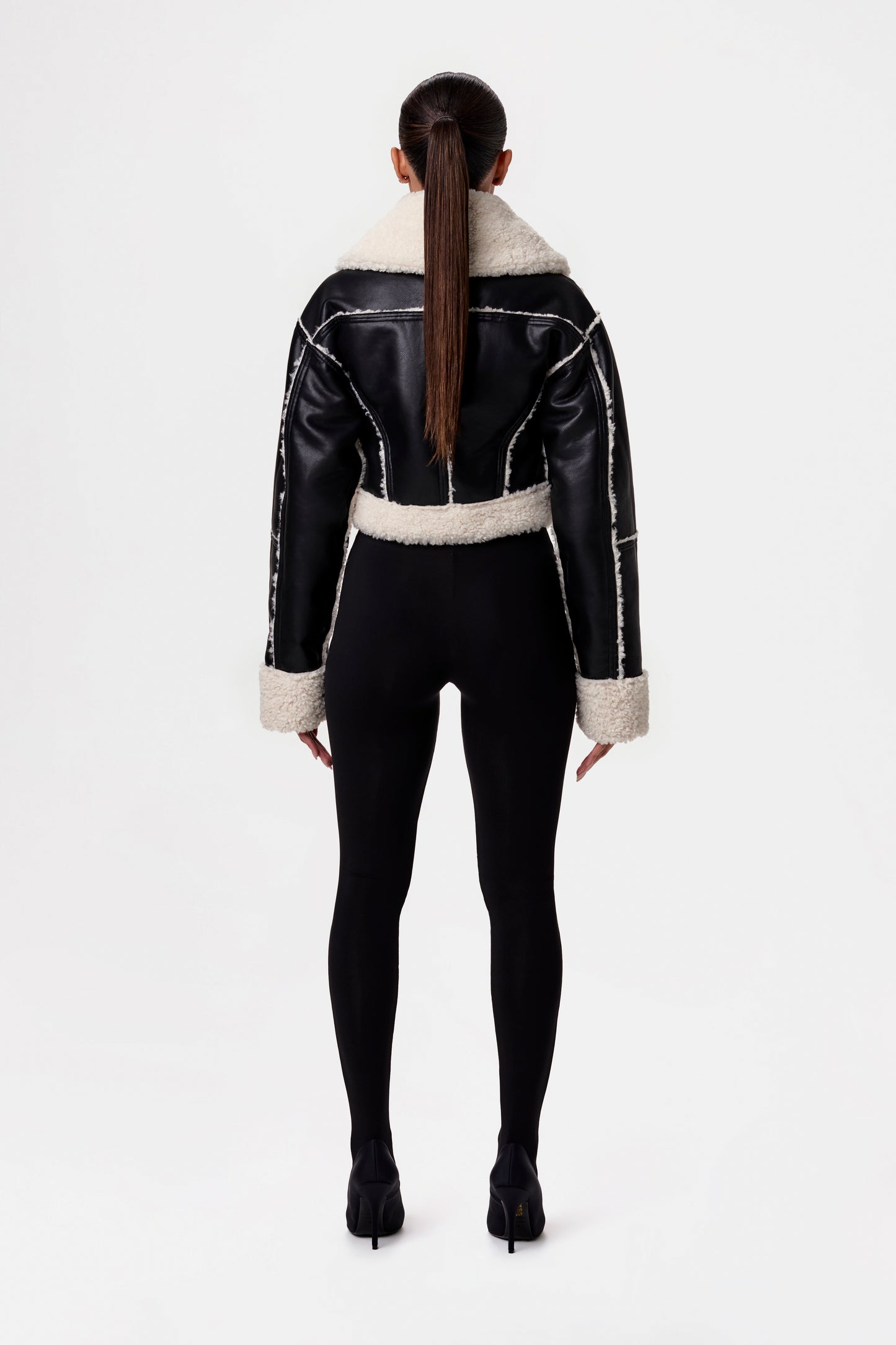 Reversible Vegan Leather Sherpa Jacket