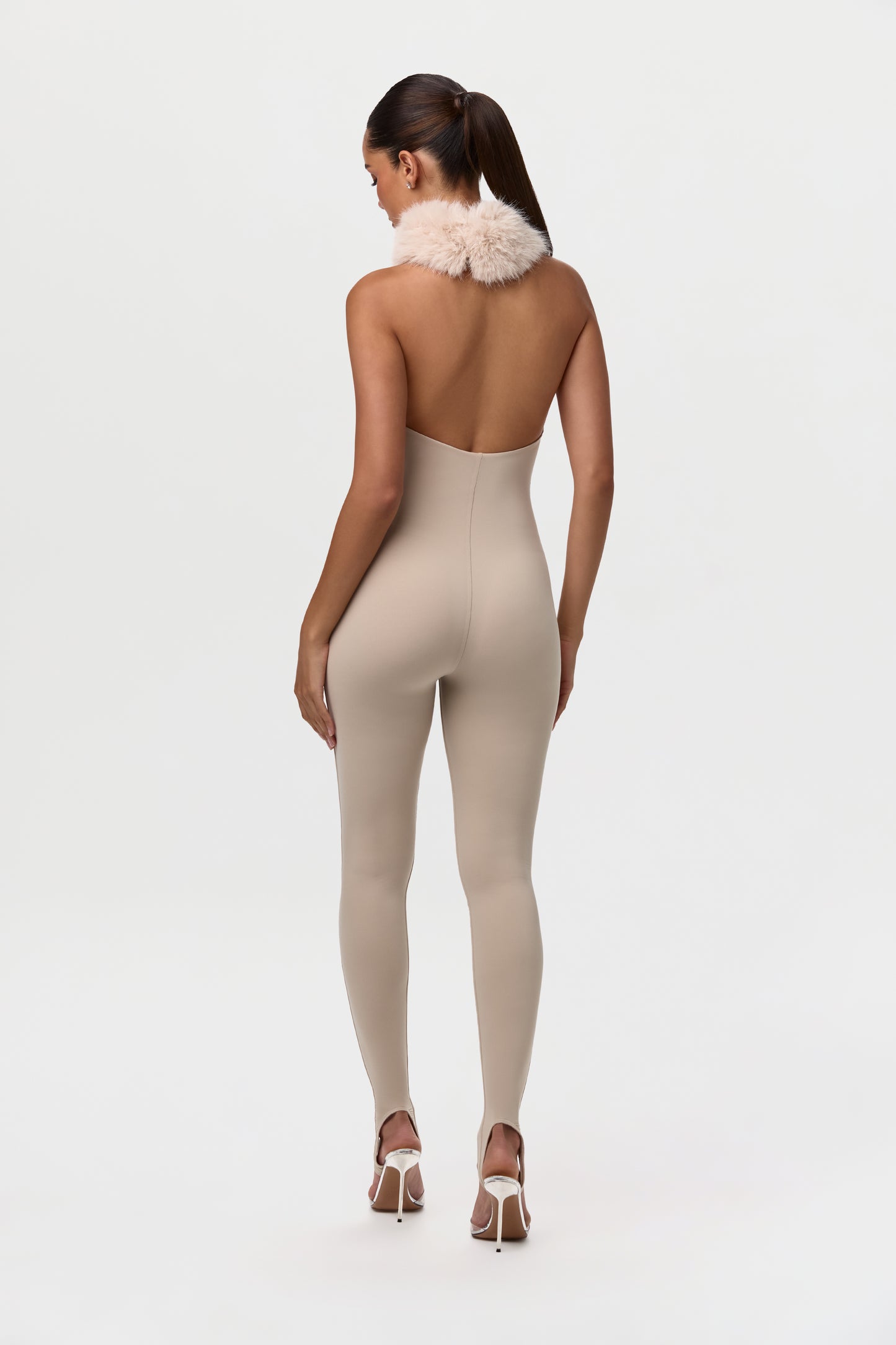 Naked Faux Fur Stirrup Jumpsuit Petite