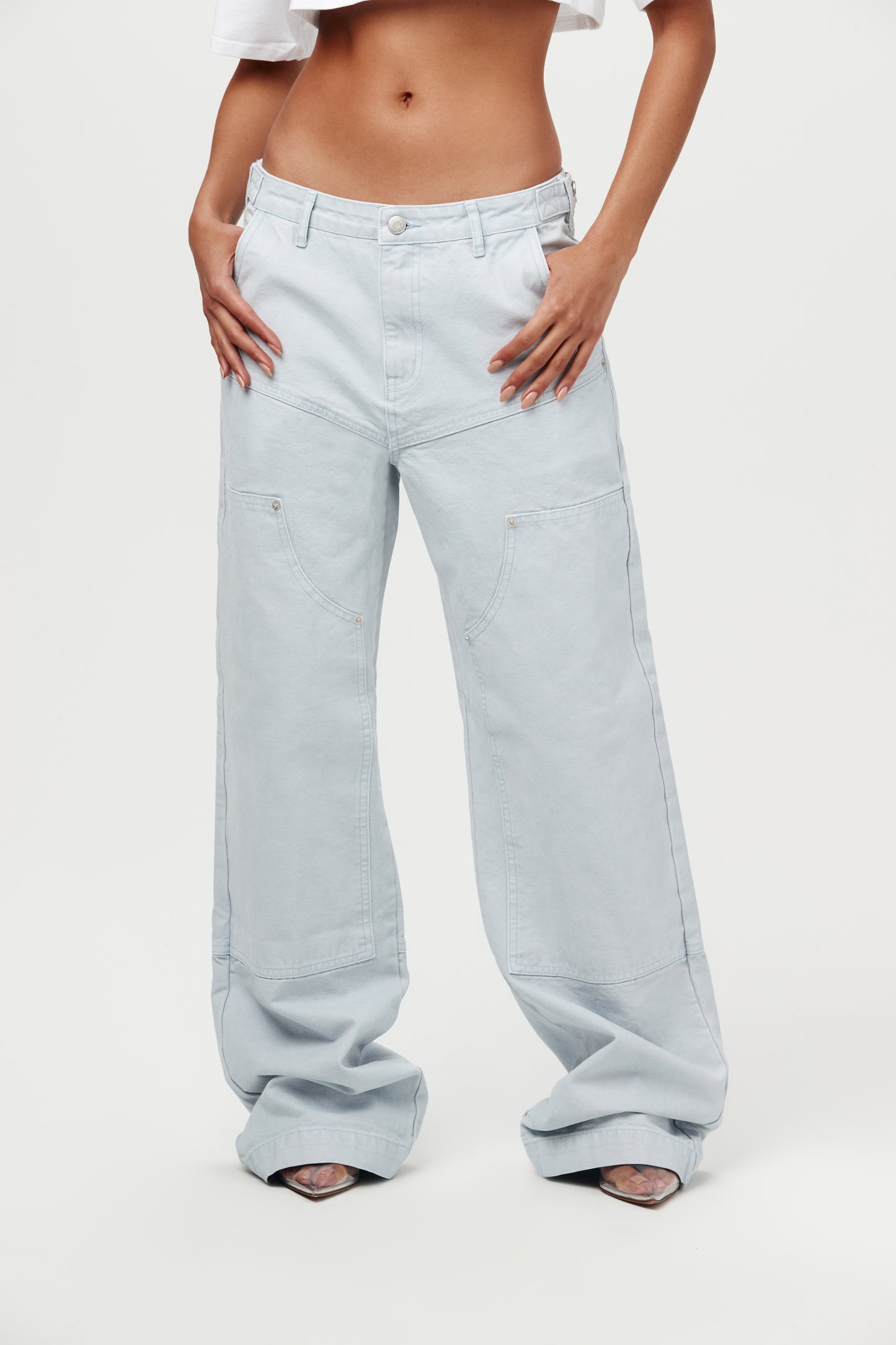 Patch Wide-Leg Denim Pants