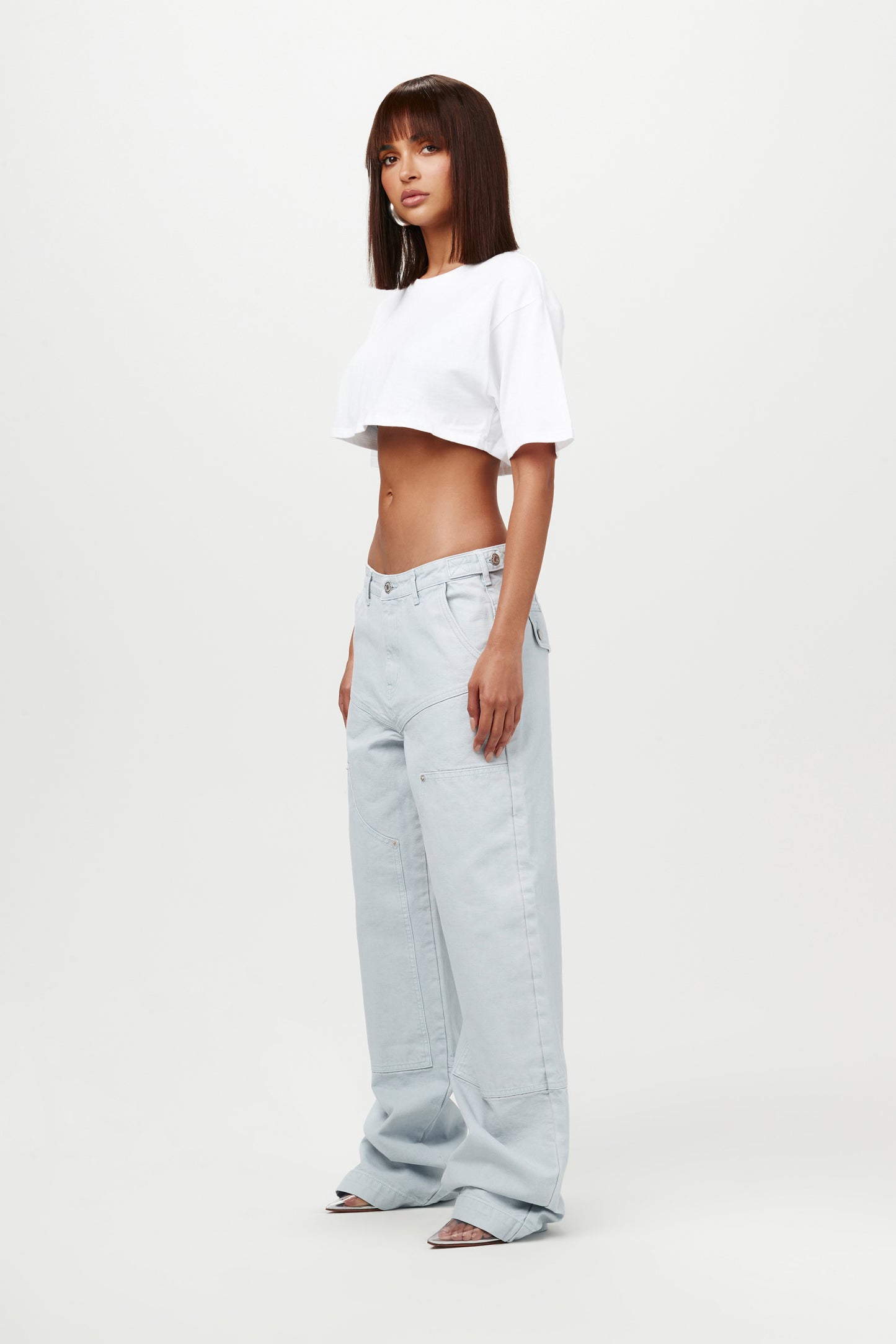 Patch Wide-Leg Denim Pants