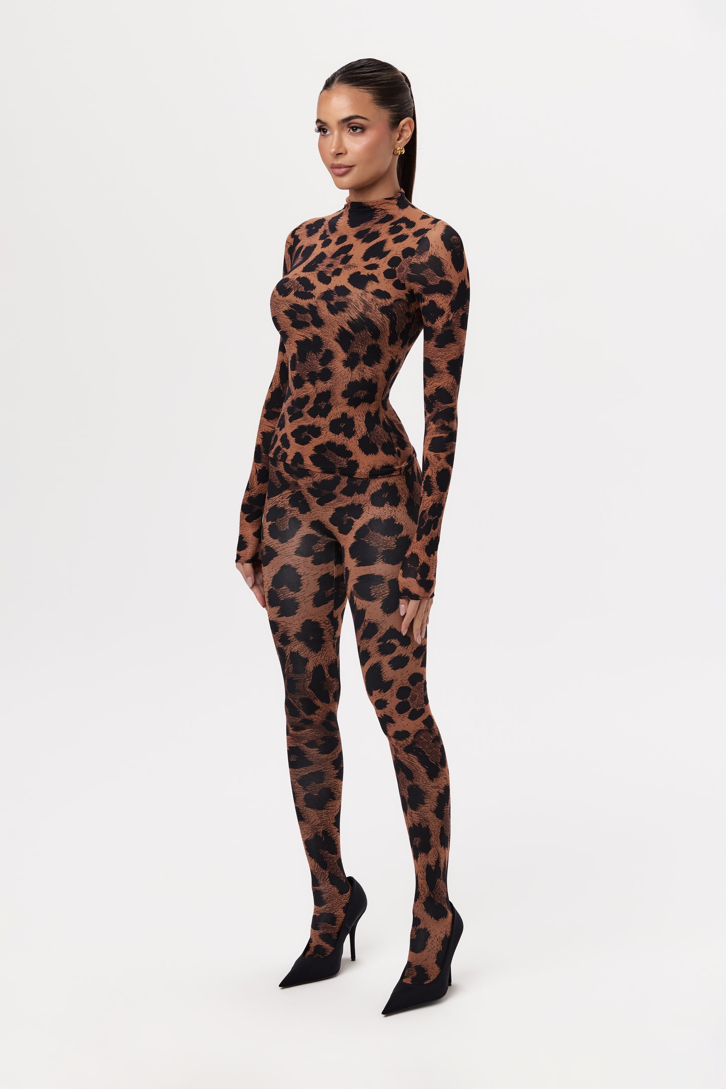 Naked Print Mock Neck Top