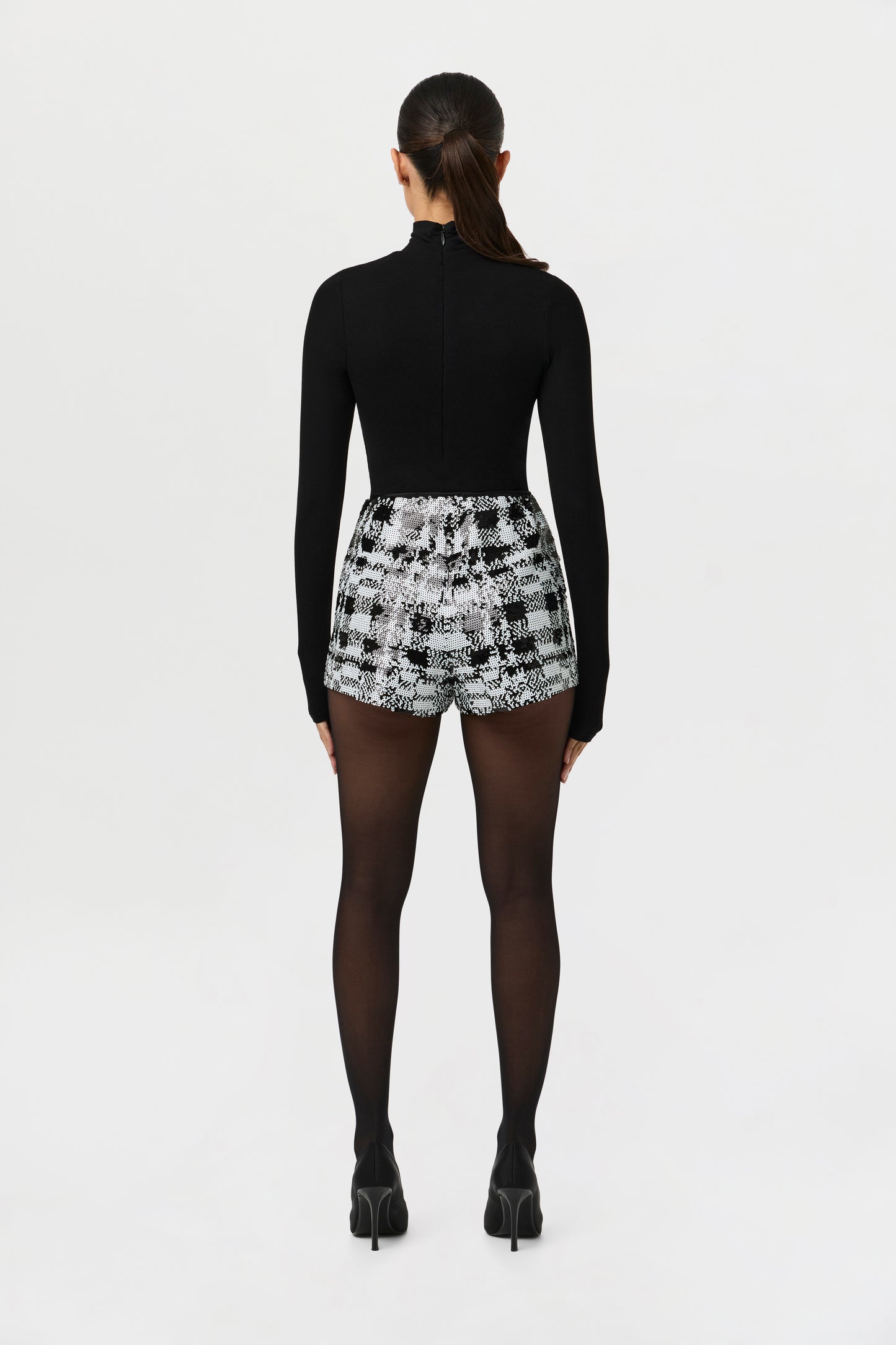 Sequin Plaid Hot Pants