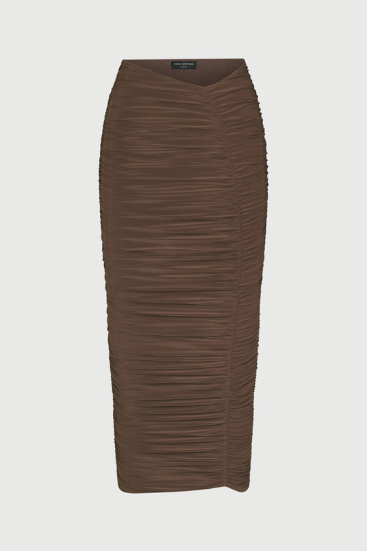 Hourglass V-Waist Ruched Midi Skirt