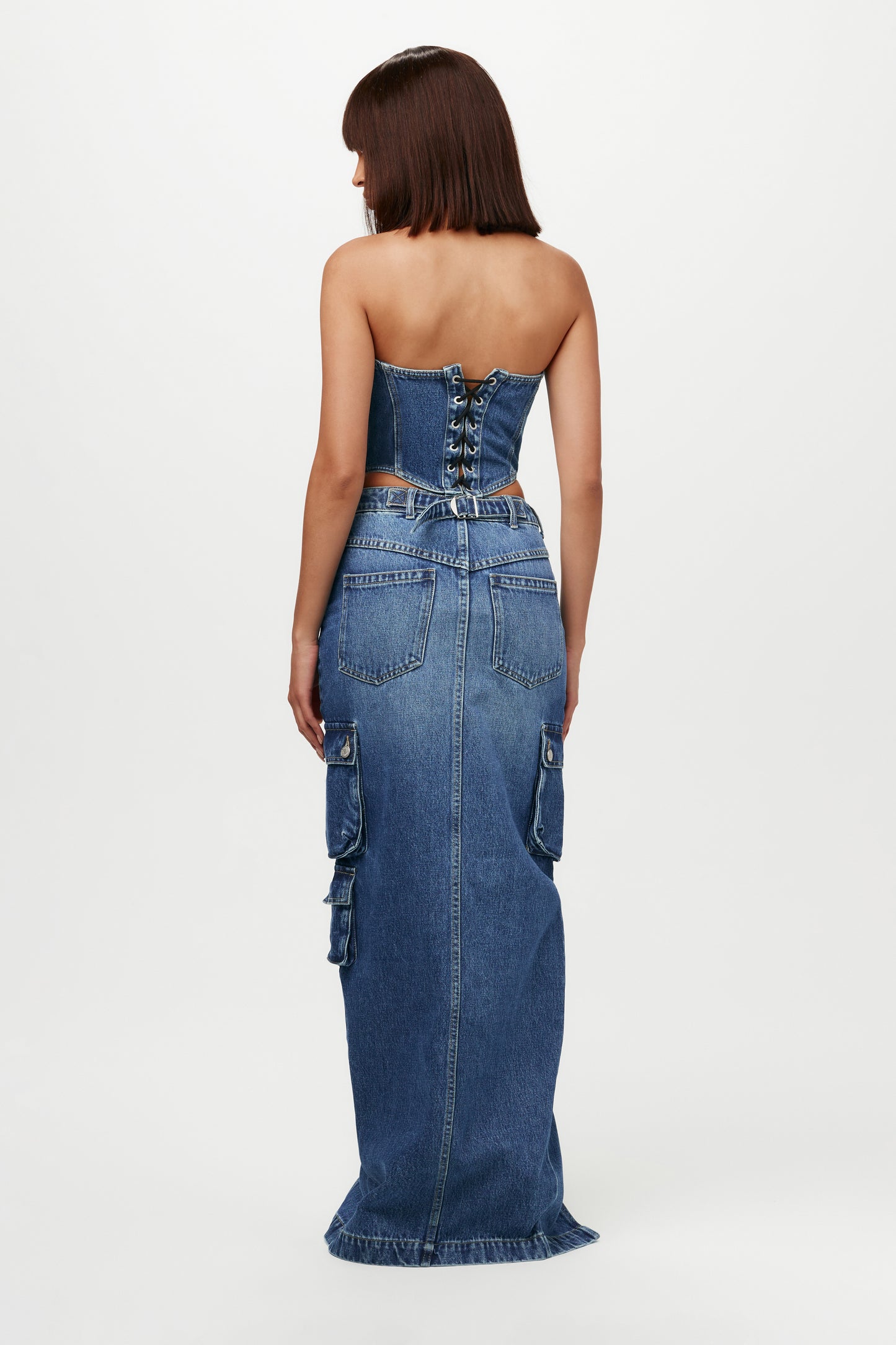 Denim cargo Maxi Skirt