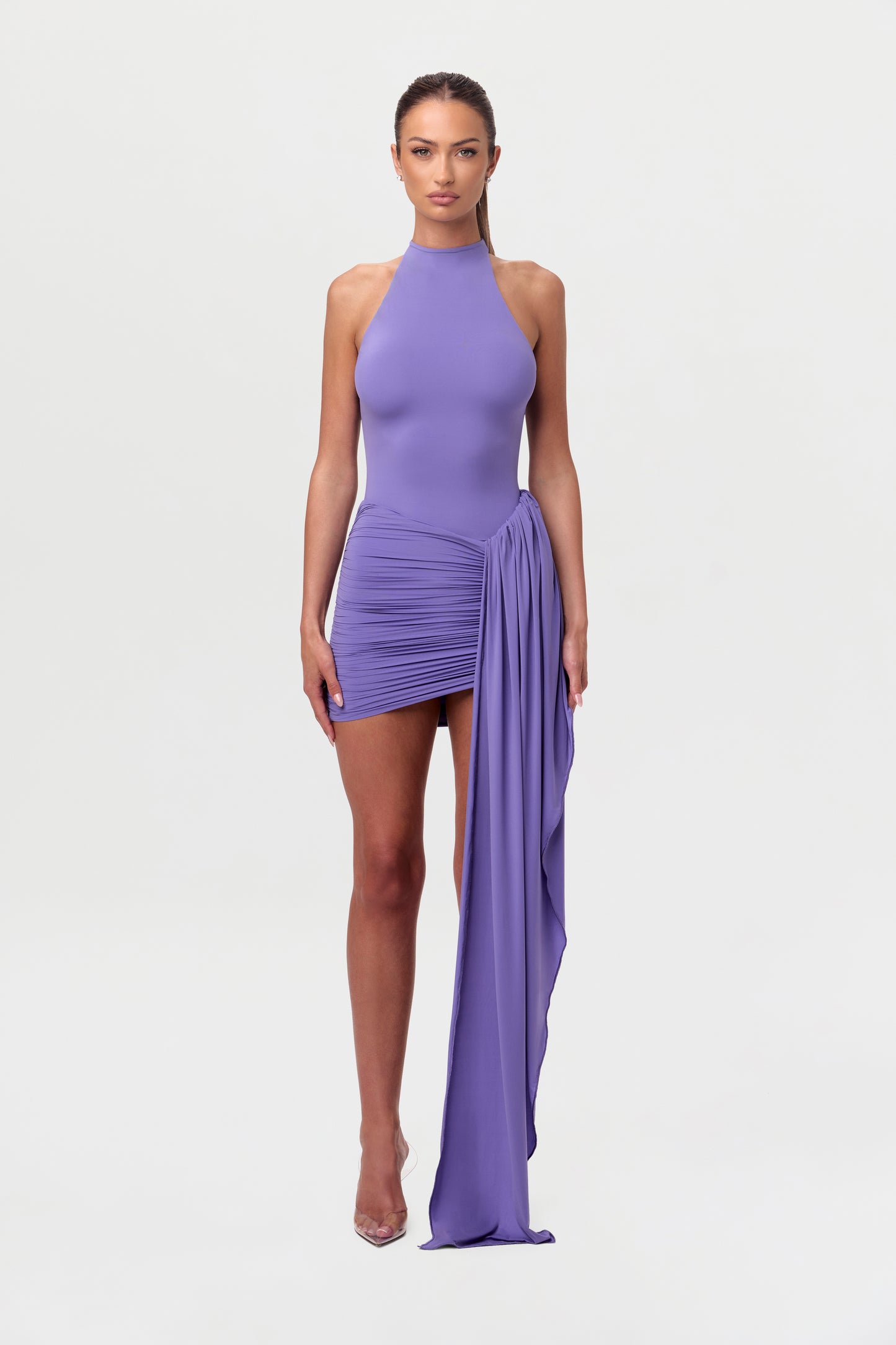 Naked Ruched Drape Mini Skirt
