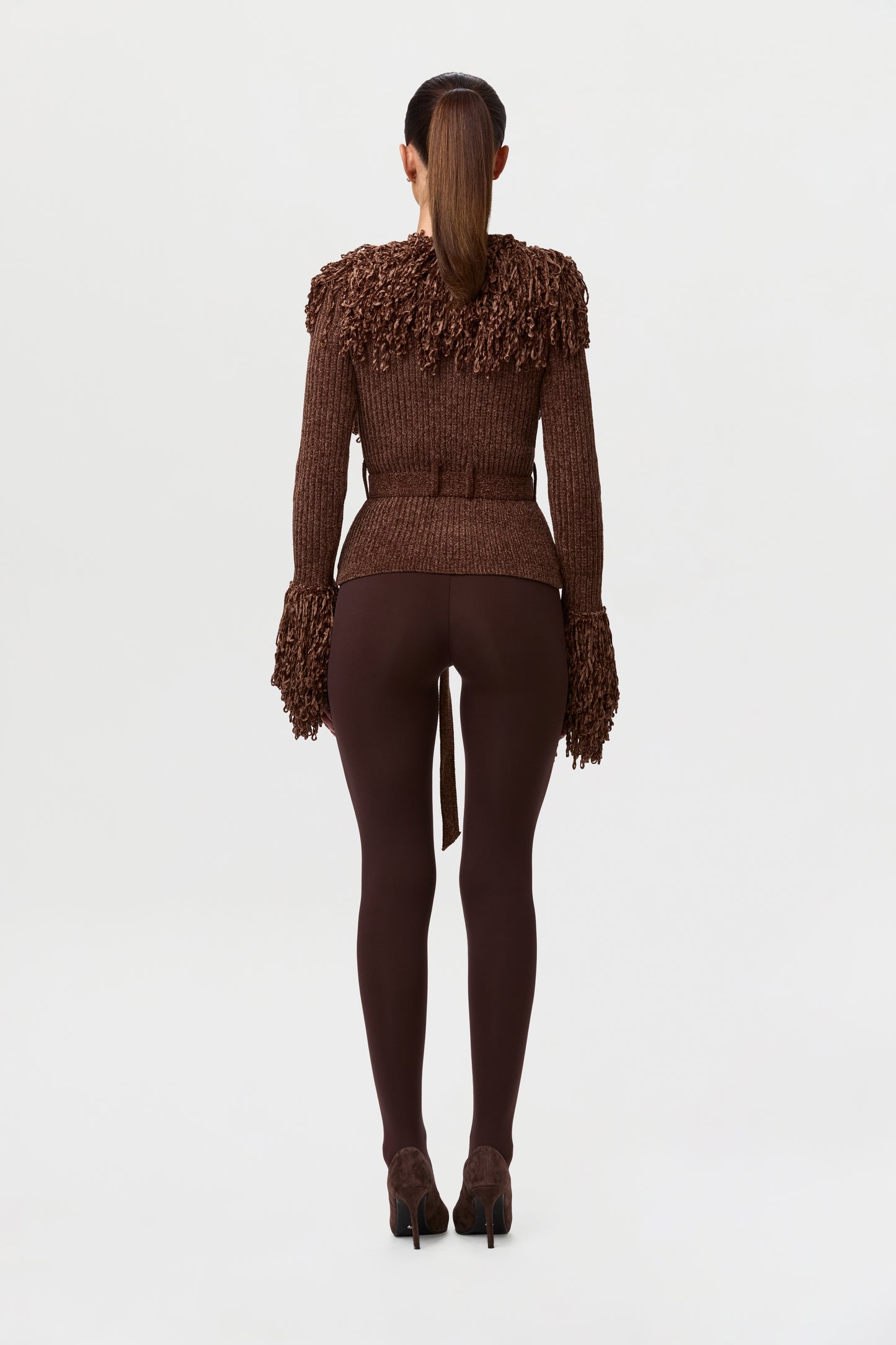 Knit Fringe V-Neck Cardigan
