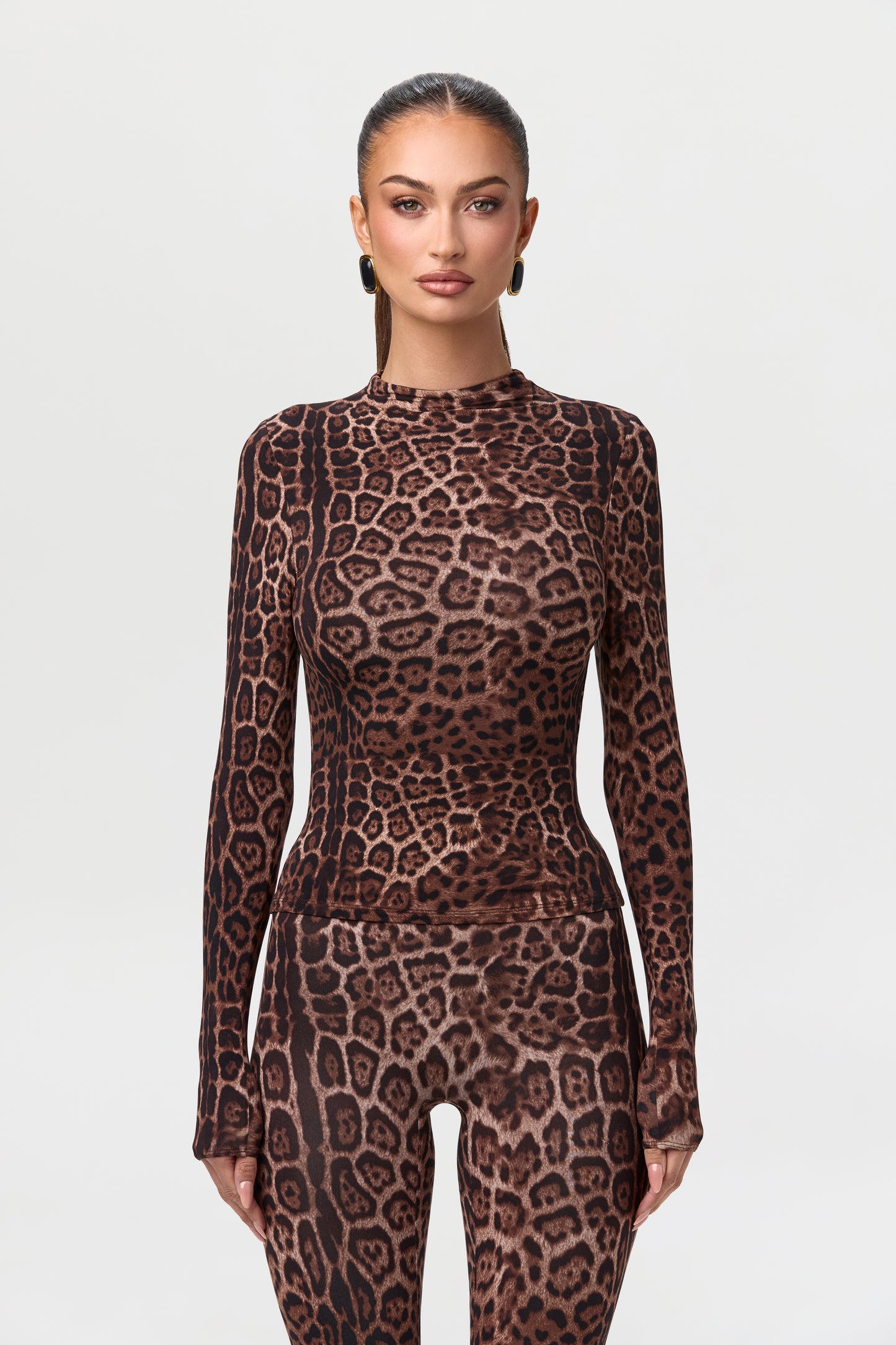 Naked Print Mock Neck Top