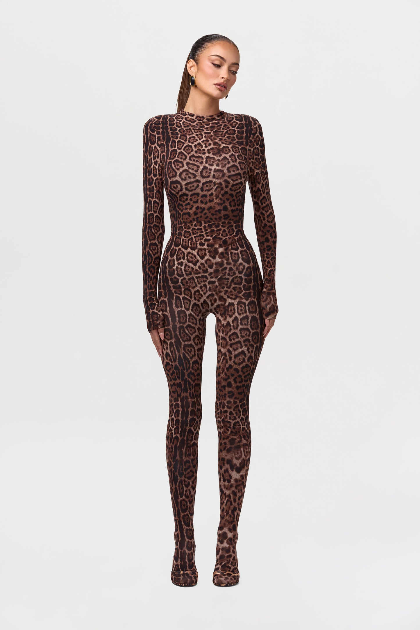 Naked Print Mock Neck Top