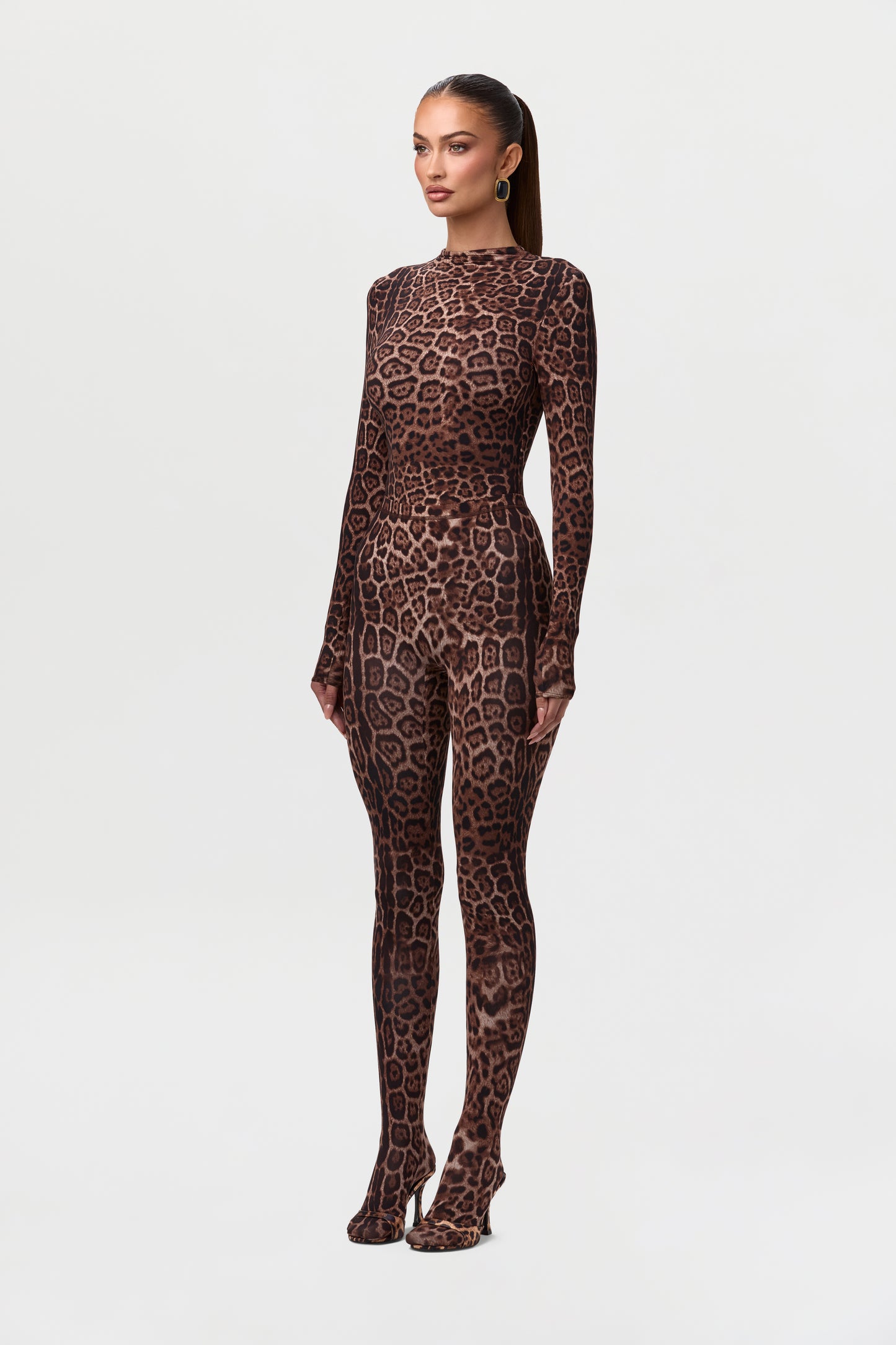 Naked Print Mock Neck Top