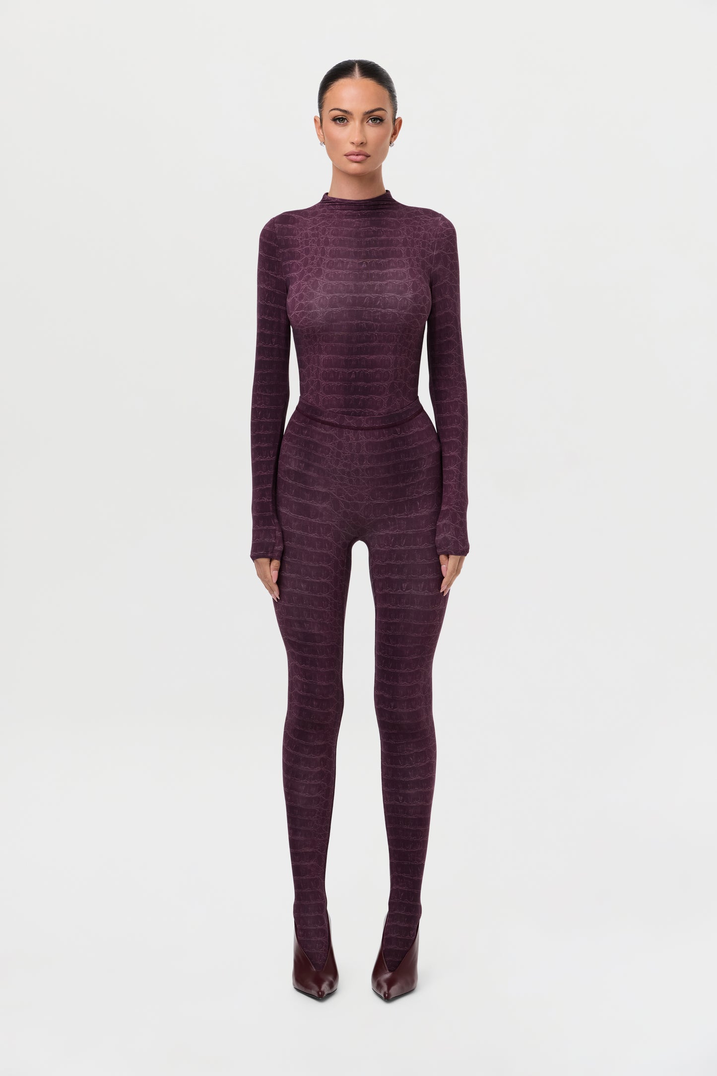 Naked Print Mock Neck Top