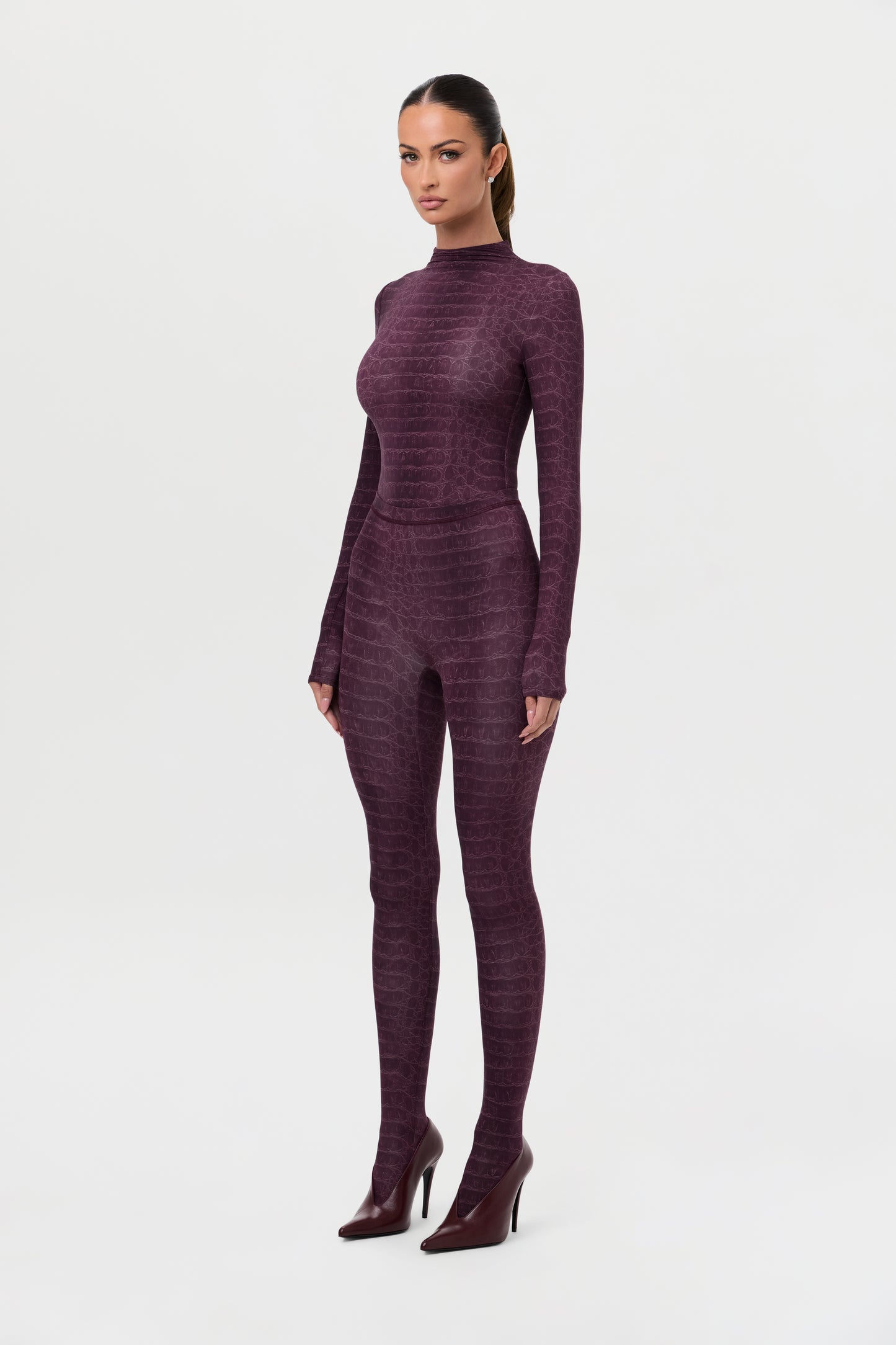 Naked Print Mock Neck Top