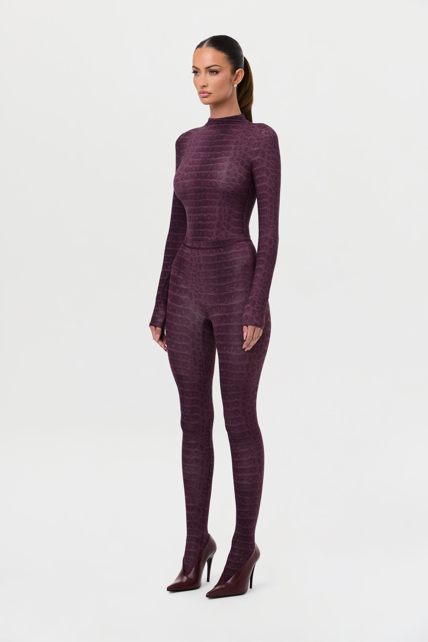 Naked Print Mock Neck Top