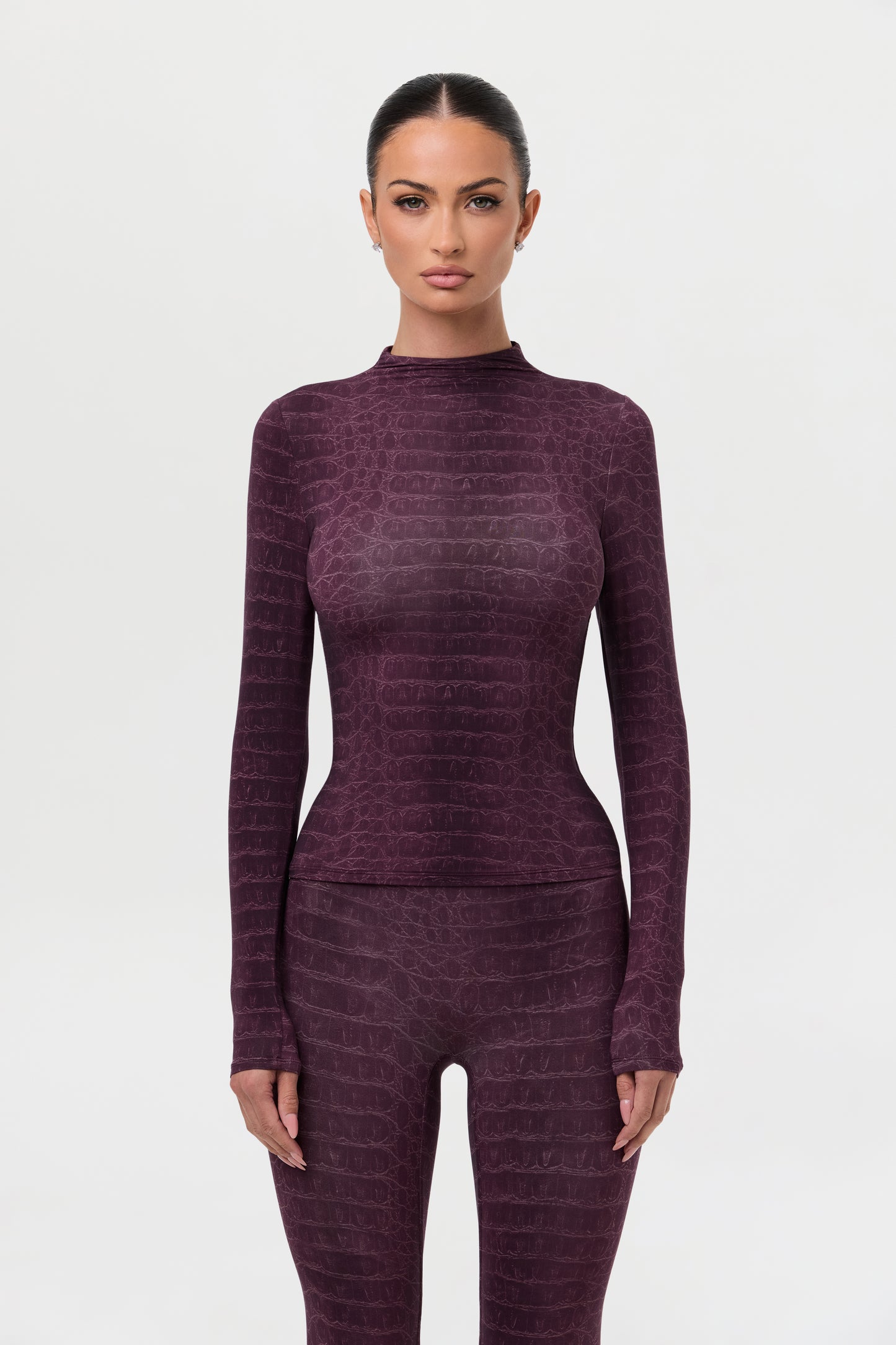 Naked Print Mock Neck Top