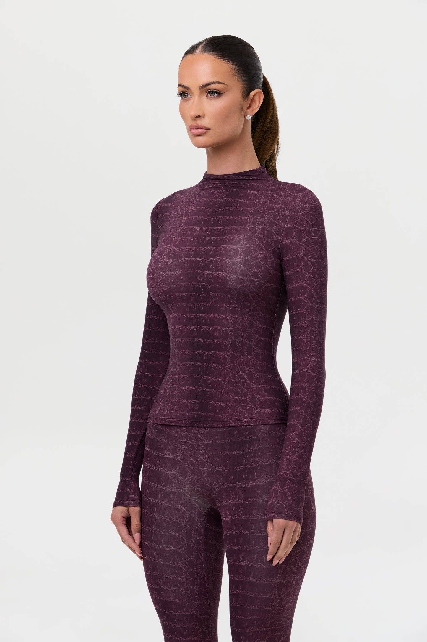 Naked Print Mock Neck Top
