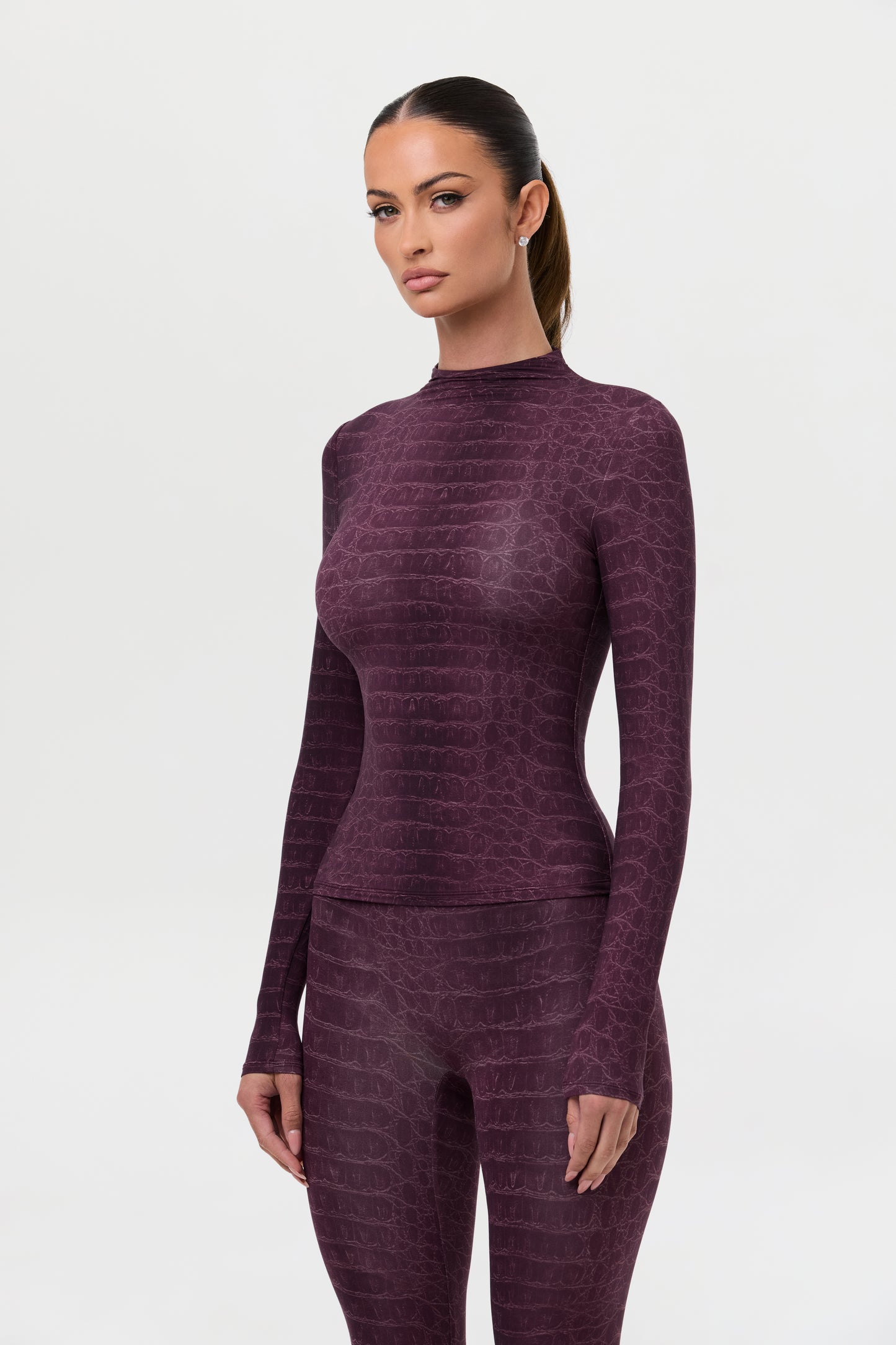 Naked Print Mock Neck Top