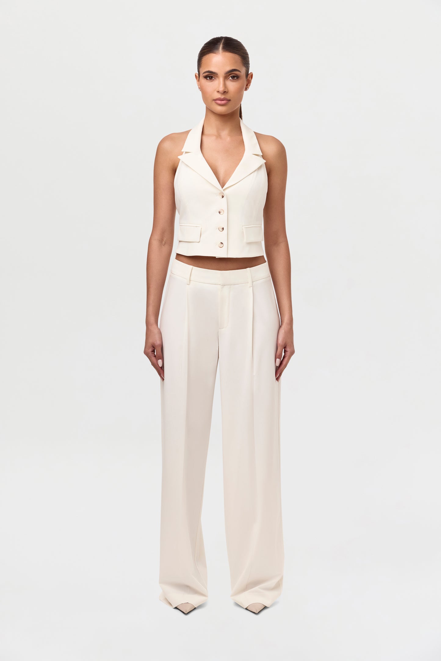 Pleated Wide Leg Suit Pant