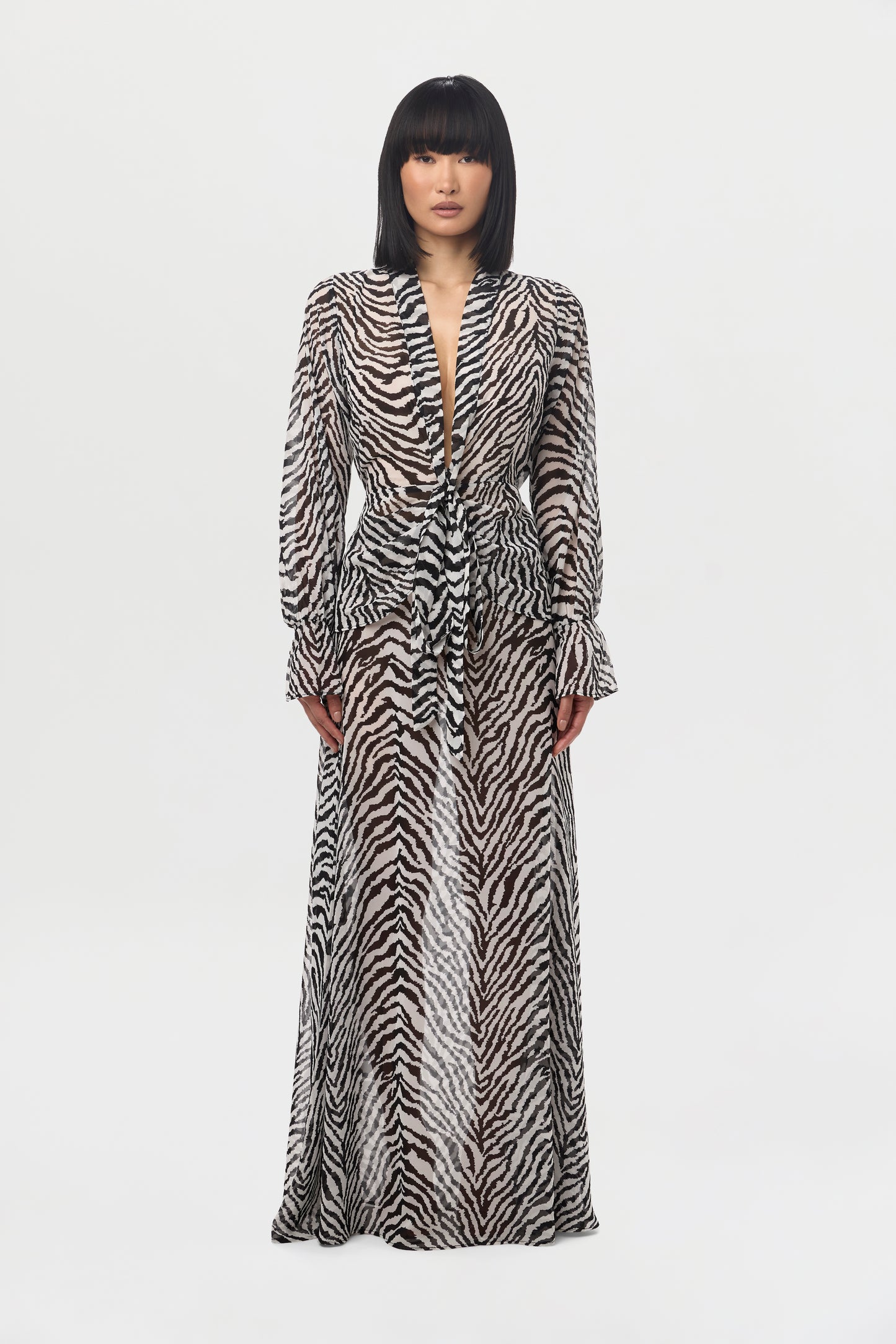 Chiffon Plunge Wrap Top