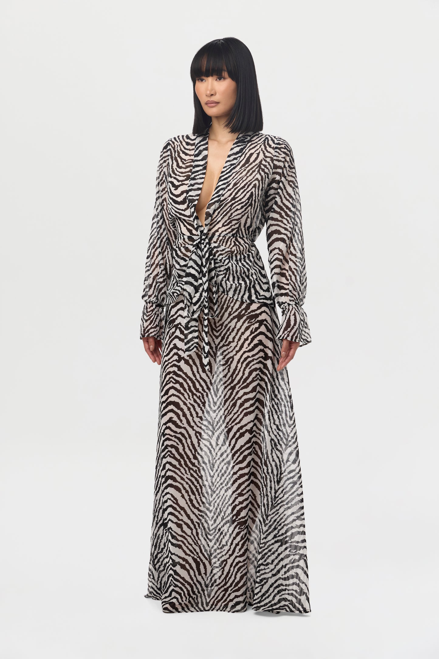 Chiffon Plunge Wrap Top