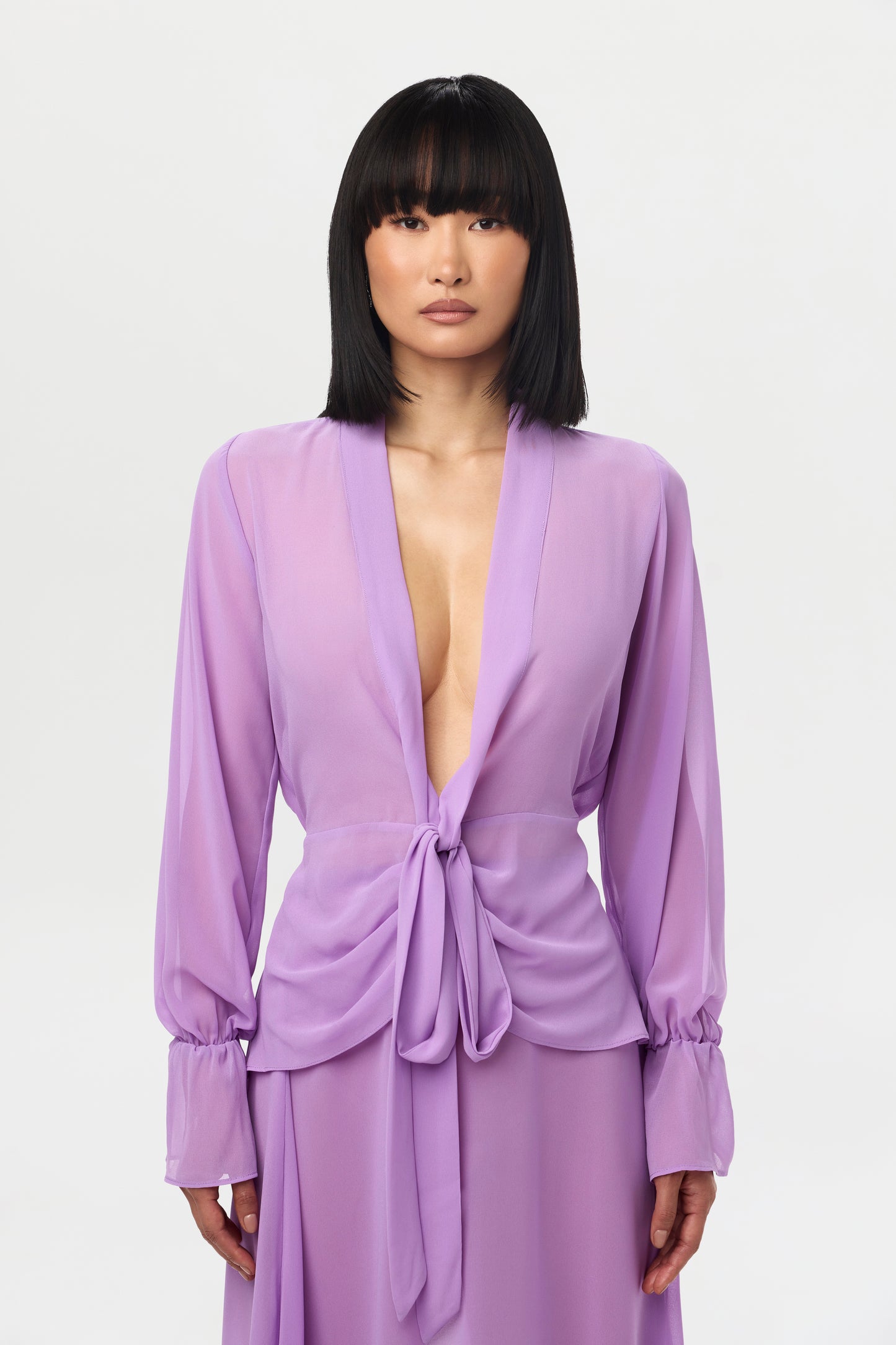 Chiffon Plunge Wrap Top