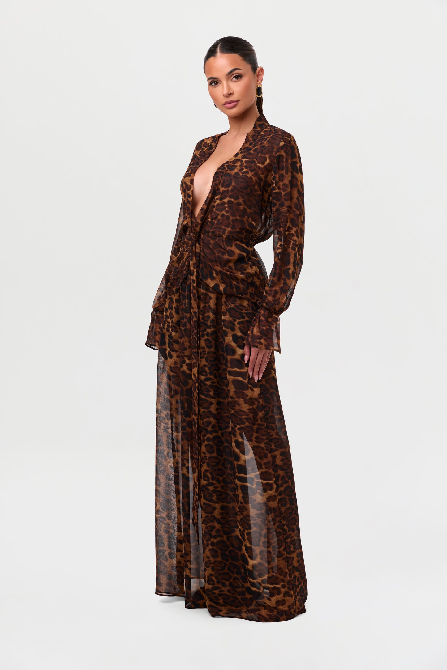 Chiffon Plunge Wrap Top