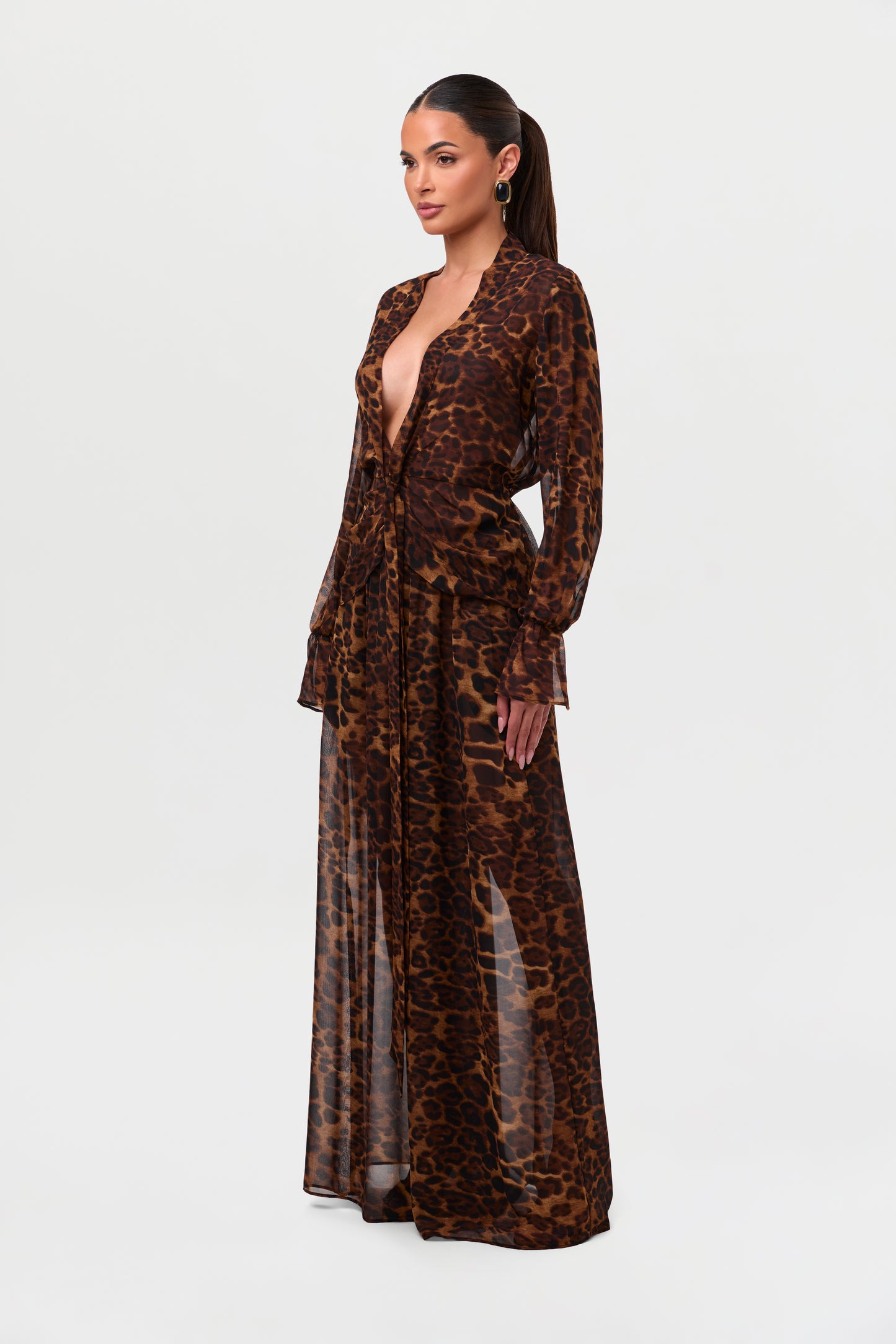 Chiffon Plunge Wrap Top