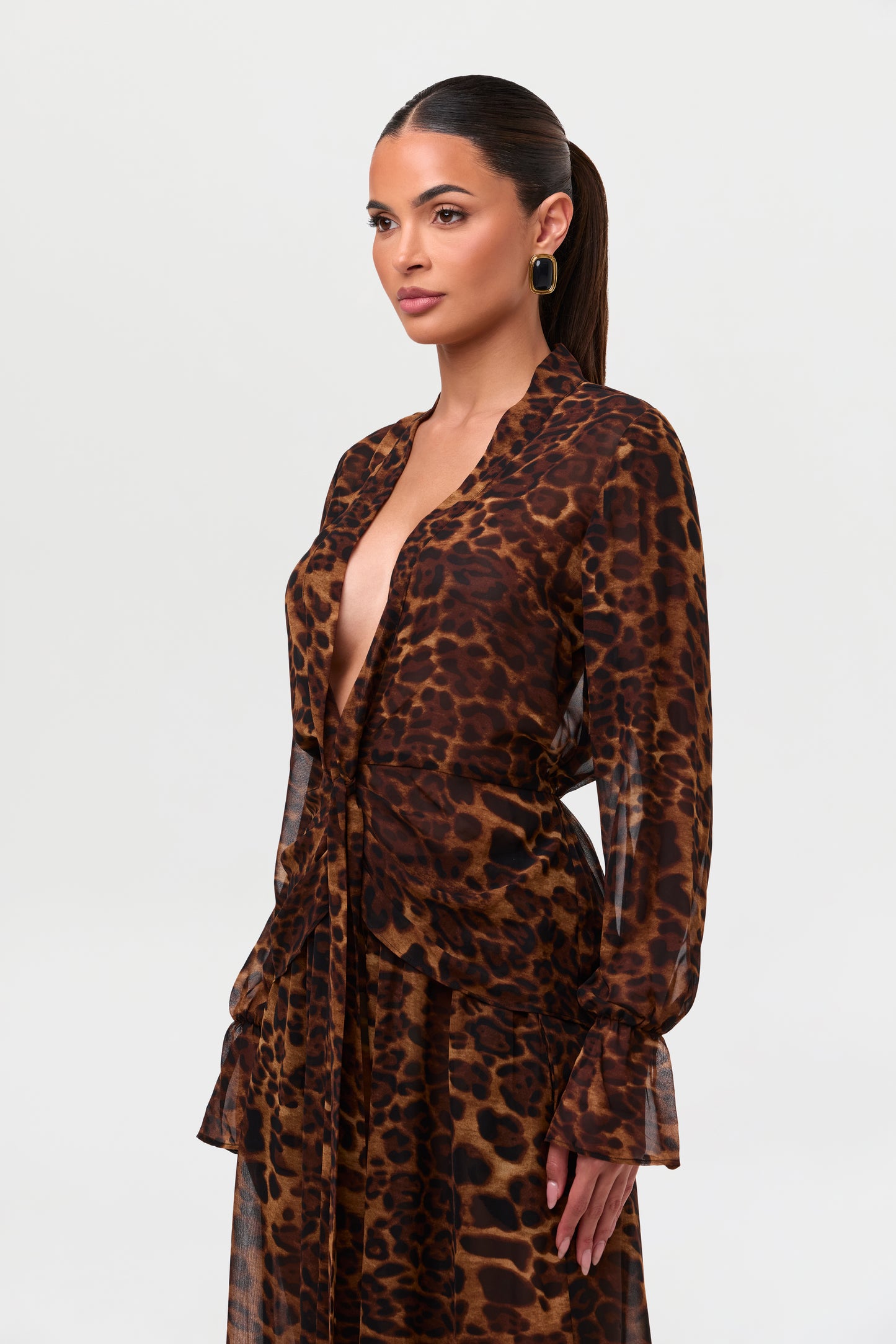 Chiffon Plunge Wrap Top