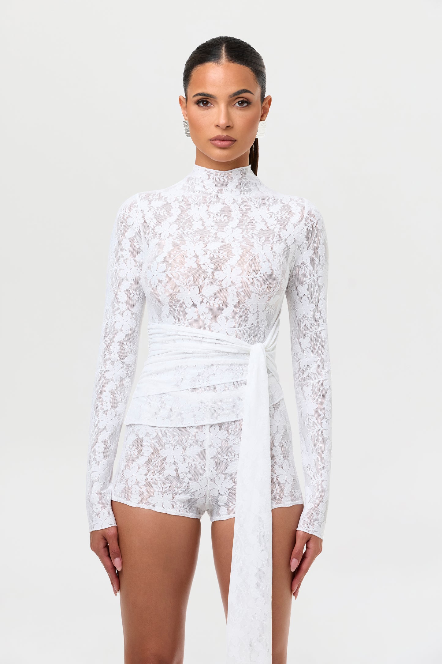 Stretch Lace Drape Top