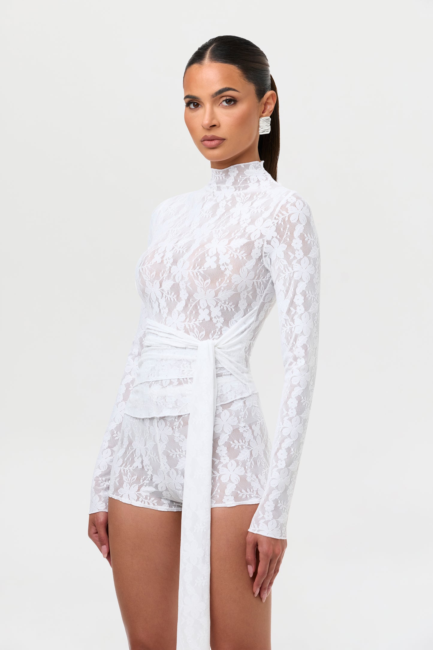 Stretch Lace Drape Top