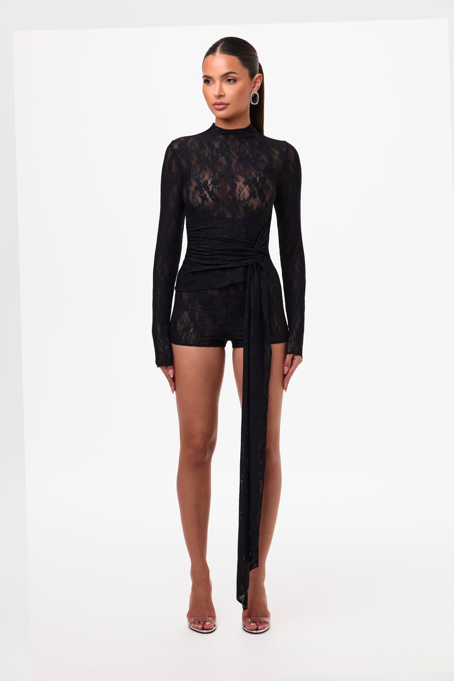 Stretch Lace Drape Top