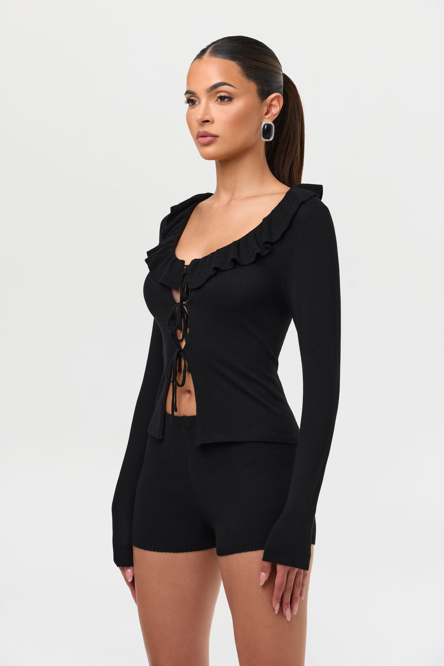 Knit Ruffle Cardigan Top