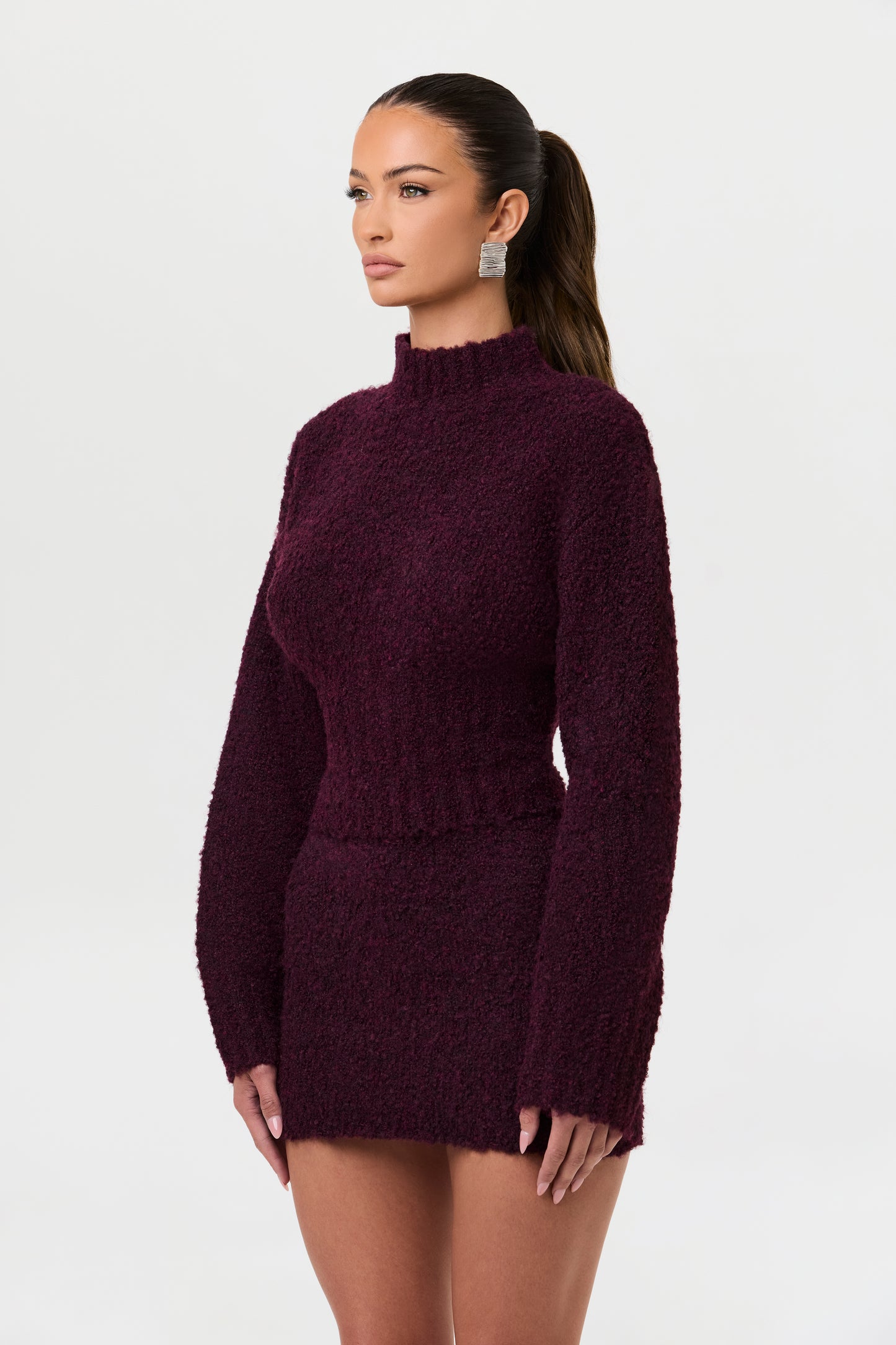 Bouclé Knit Sweater Mini Skirt