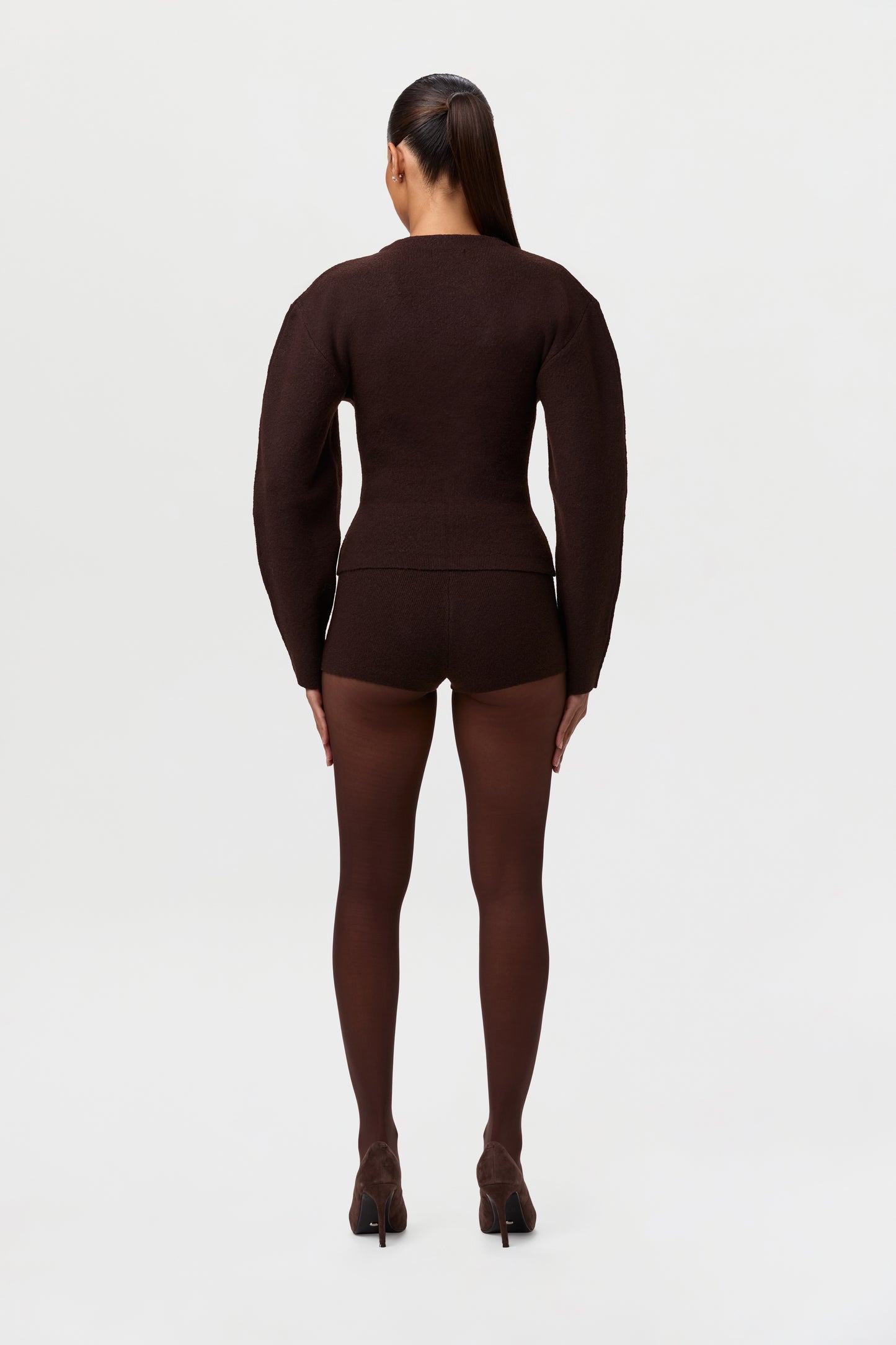 Knit V-Neck Rhinestone Cardigan