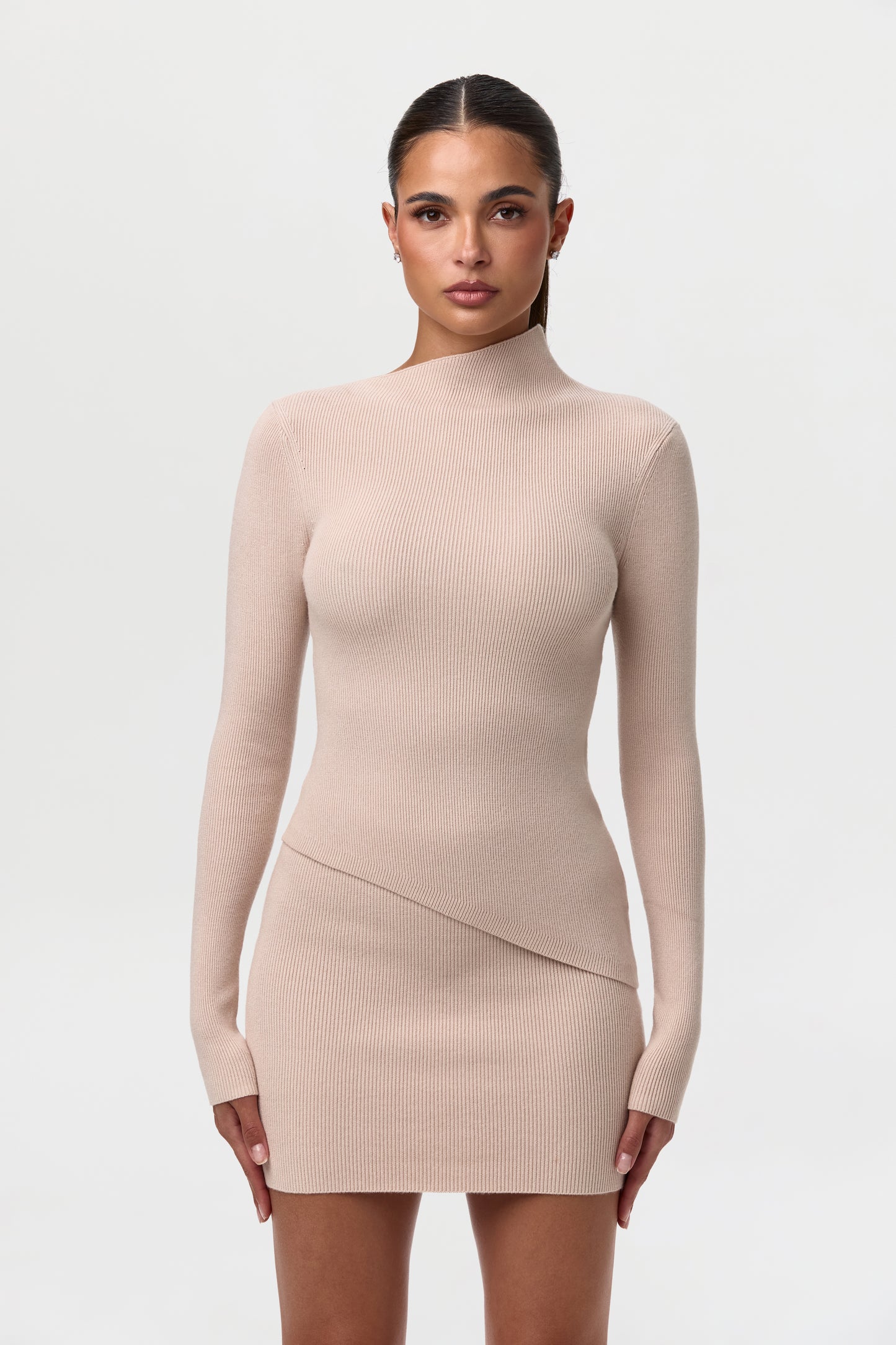 Ribbed-Knit Asymmetric Top