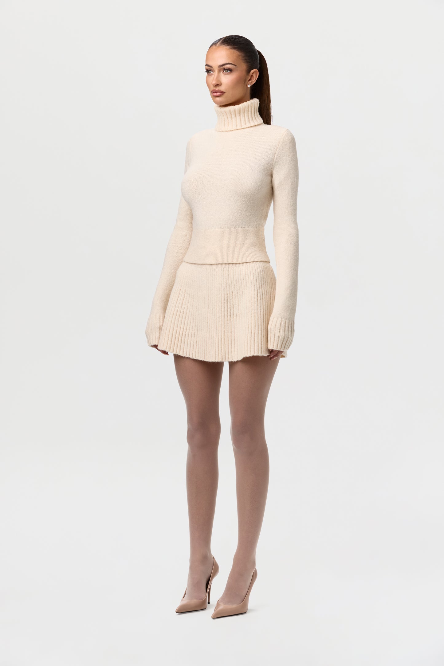 Knit Ribbed Turtleneck Sweater