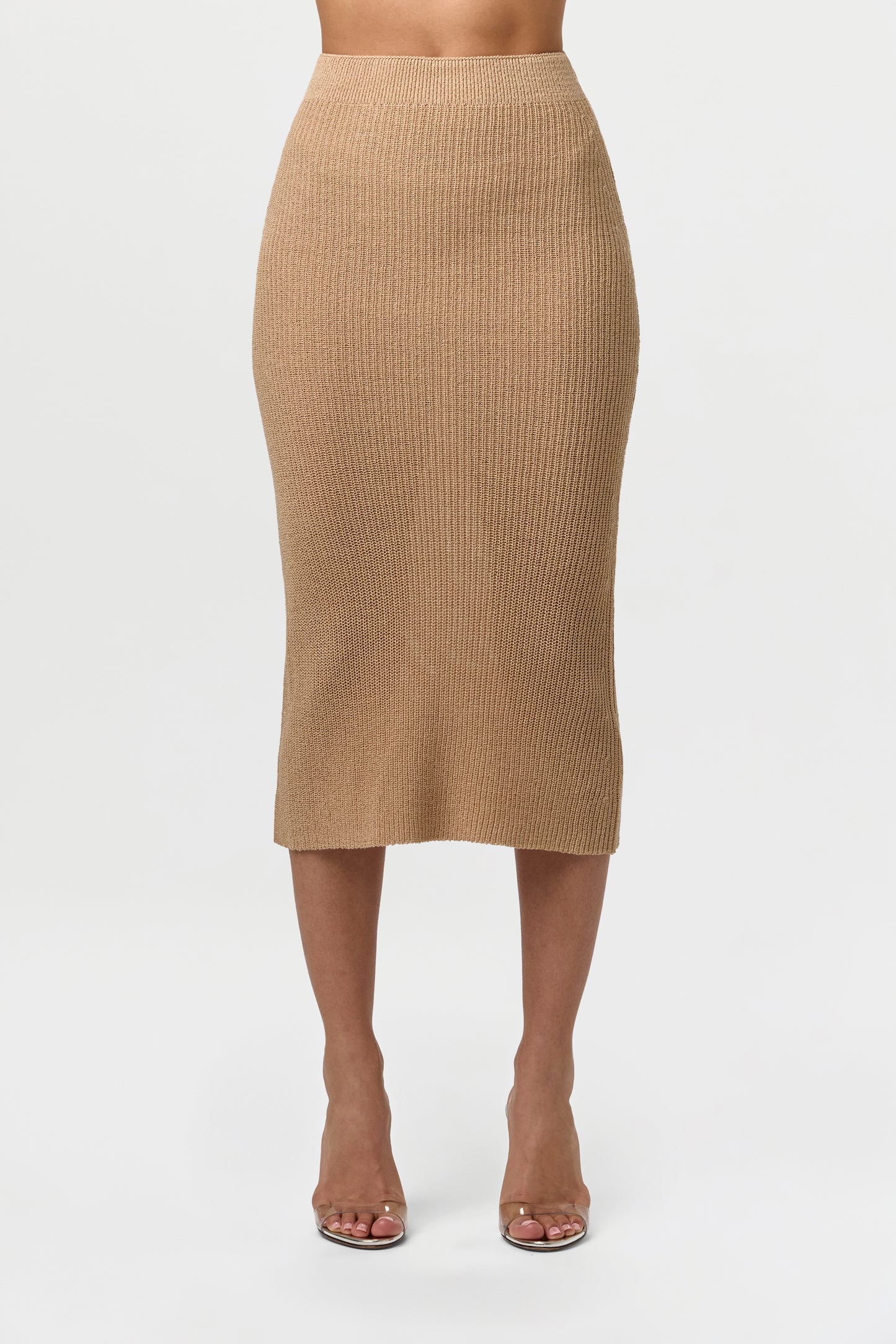 Knit Ribbed Midi Skirt