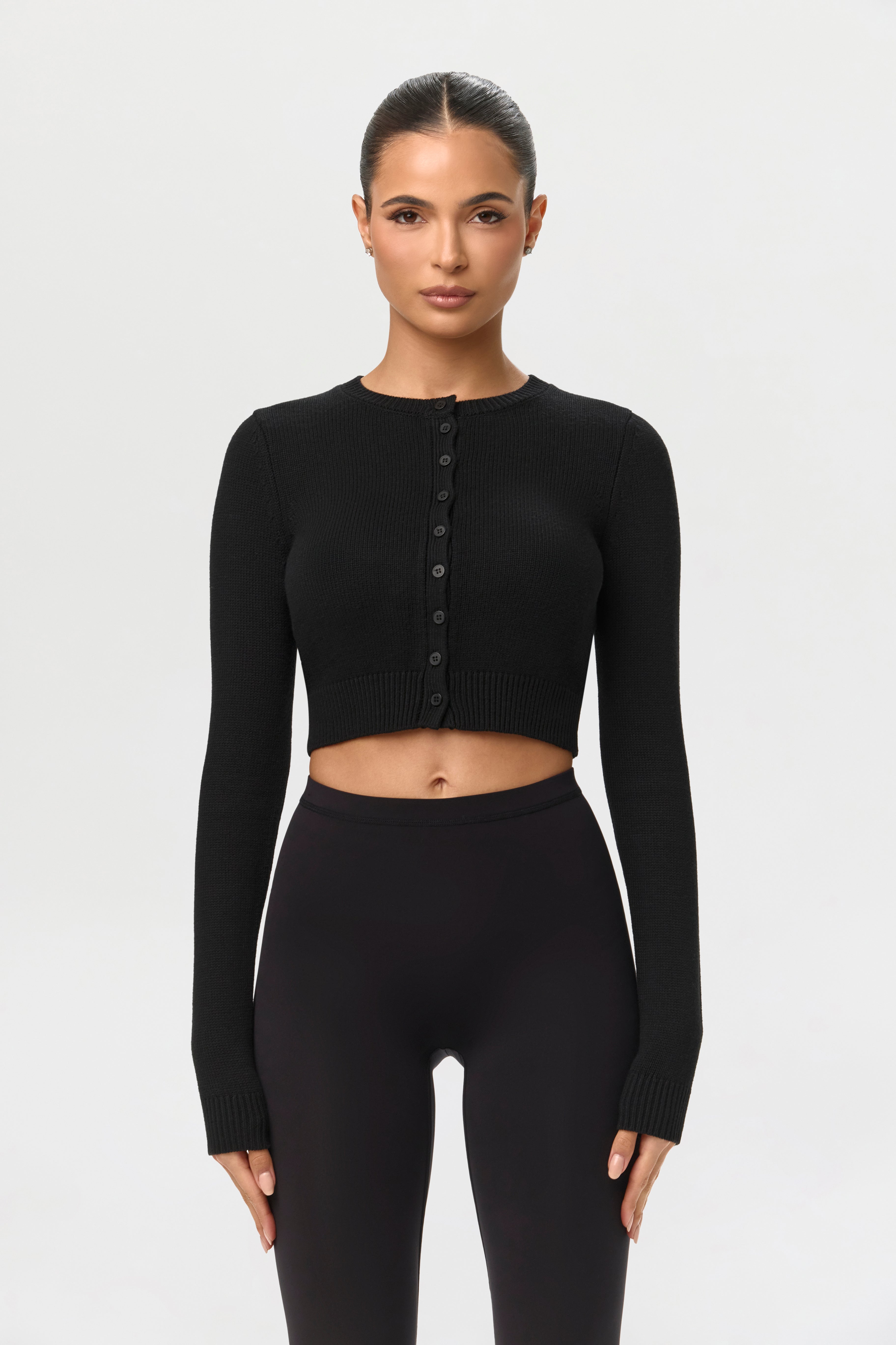 Knit Cropped Cardigan Top – Naked Wardrobe