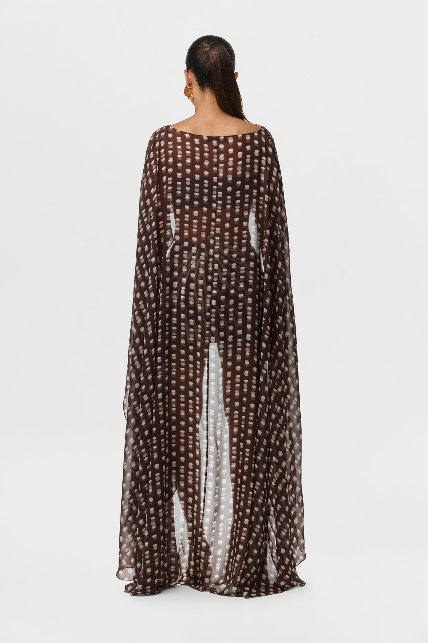 Chiffon Print Cape Crop Top