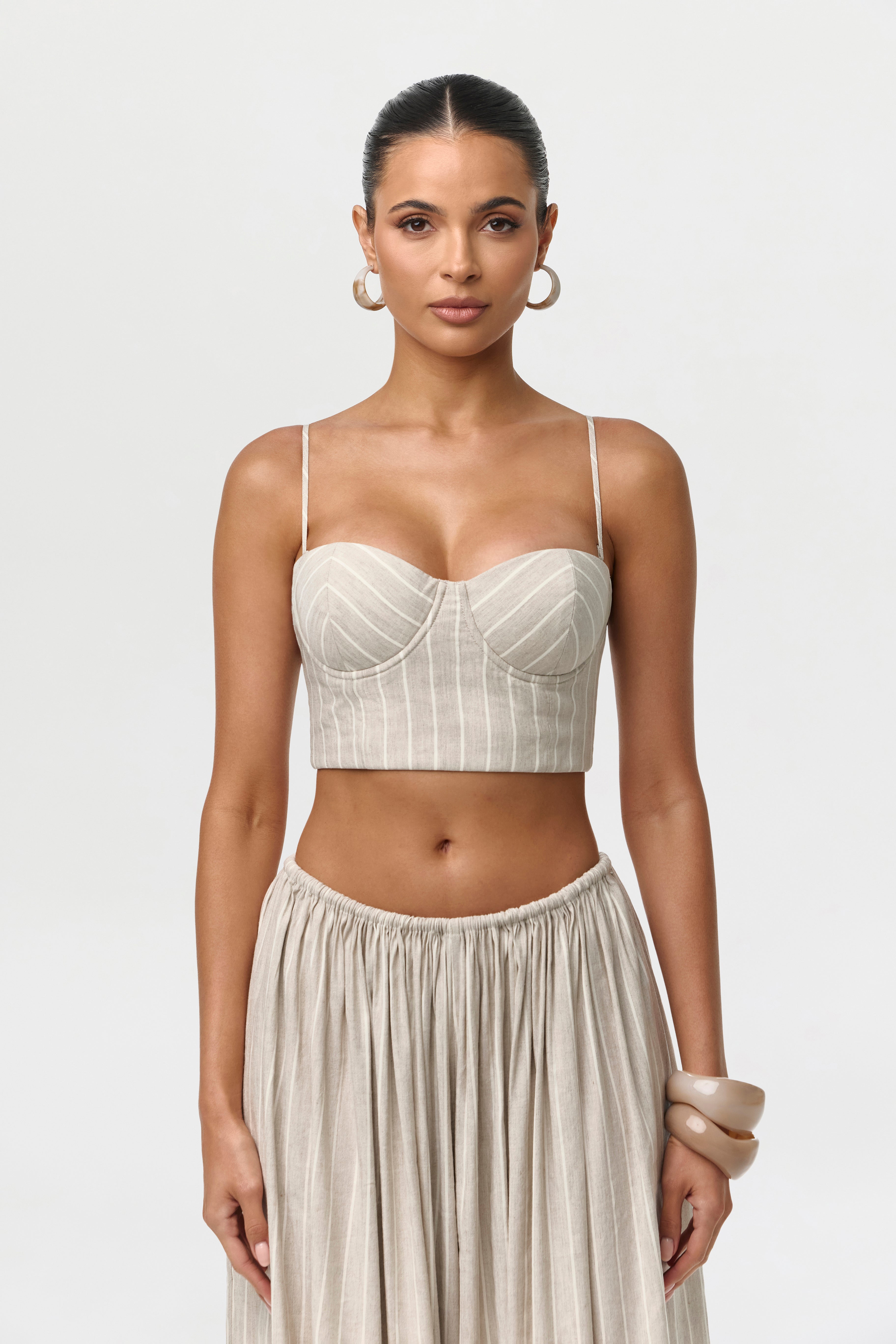 Linen Pinstripe Bustier Crop Top – Naked Wardrobe
