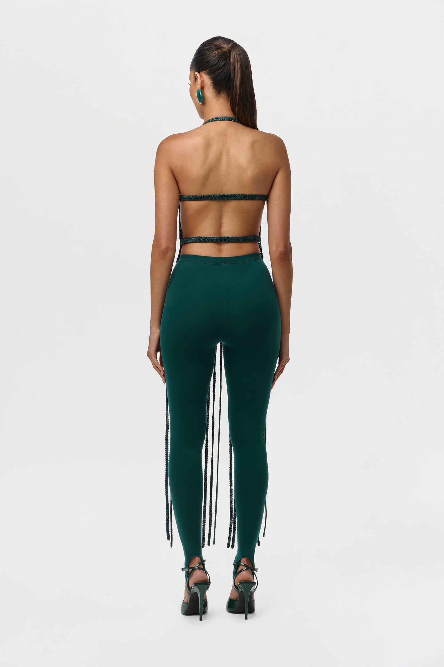 Knit Halter Fringe Crop Top