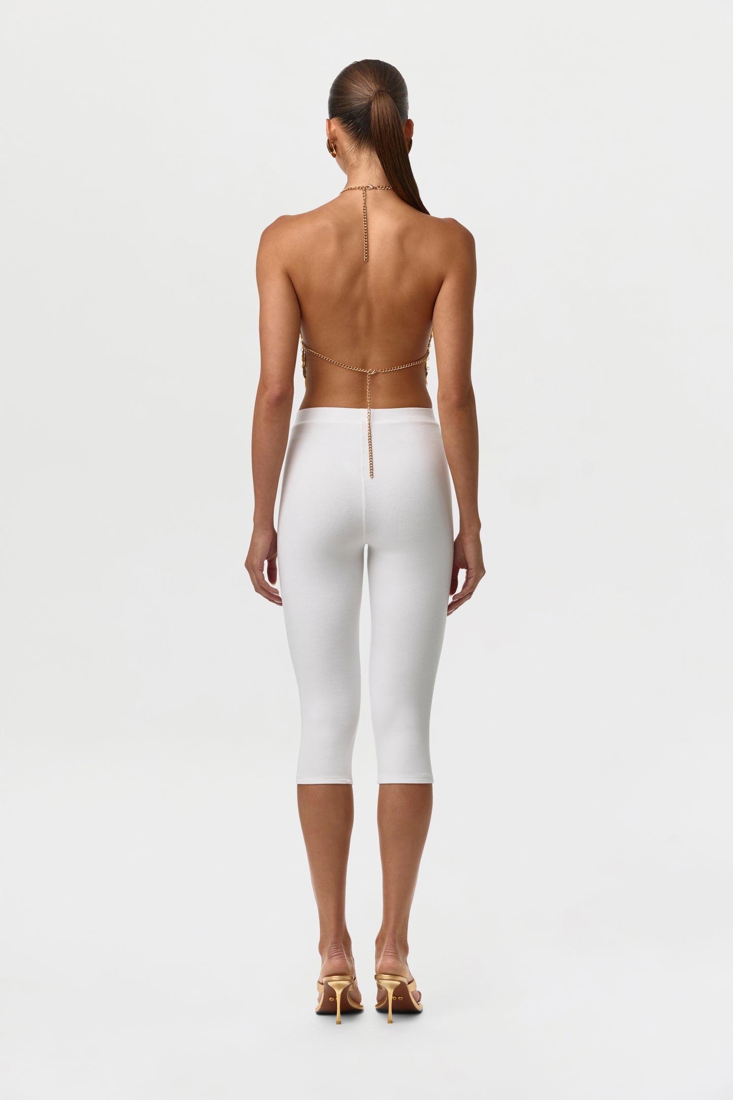 White Smooth Sculpt Waist Capri Leggings