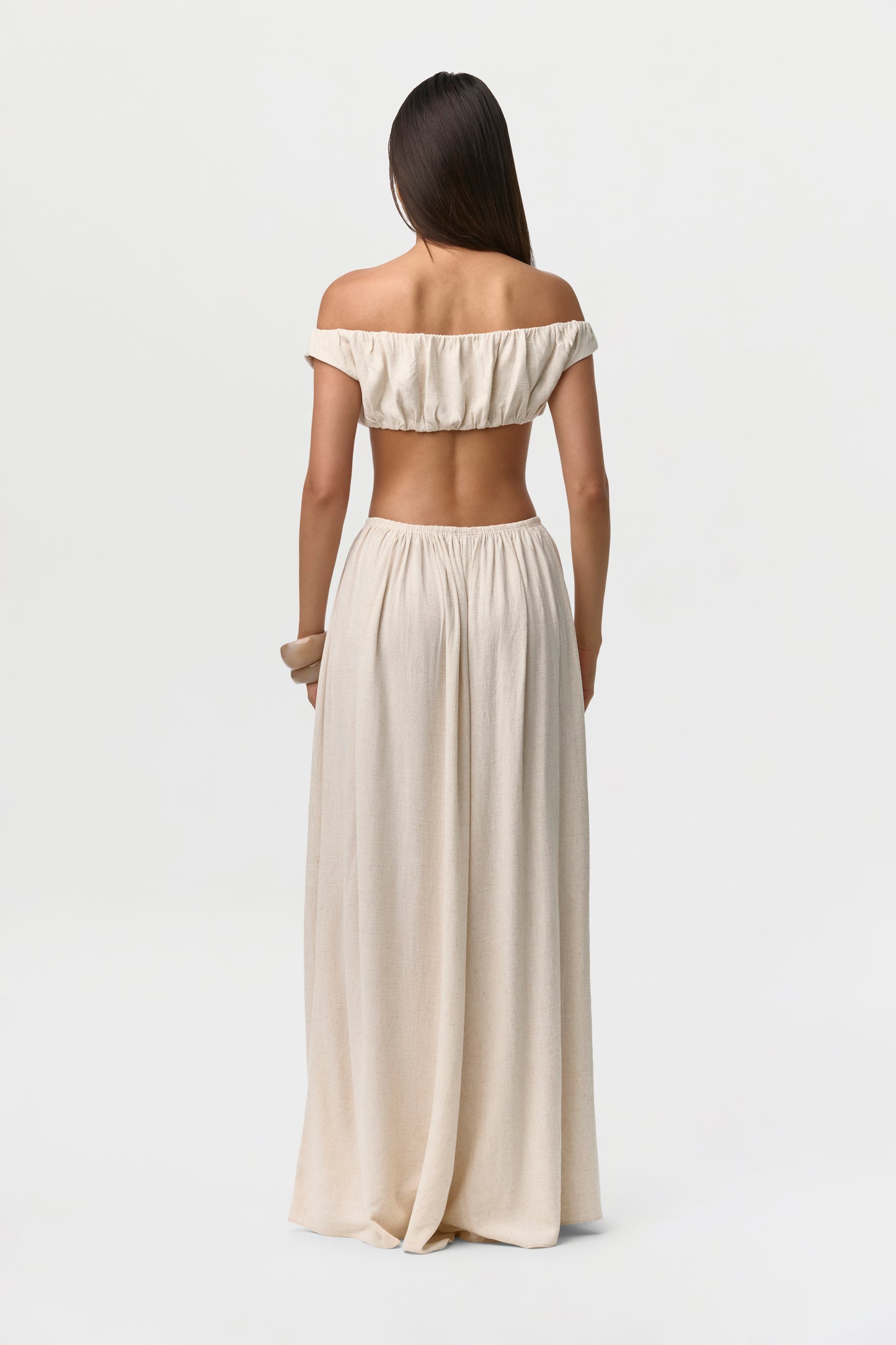 Linen Off-Shoulder Crop Top