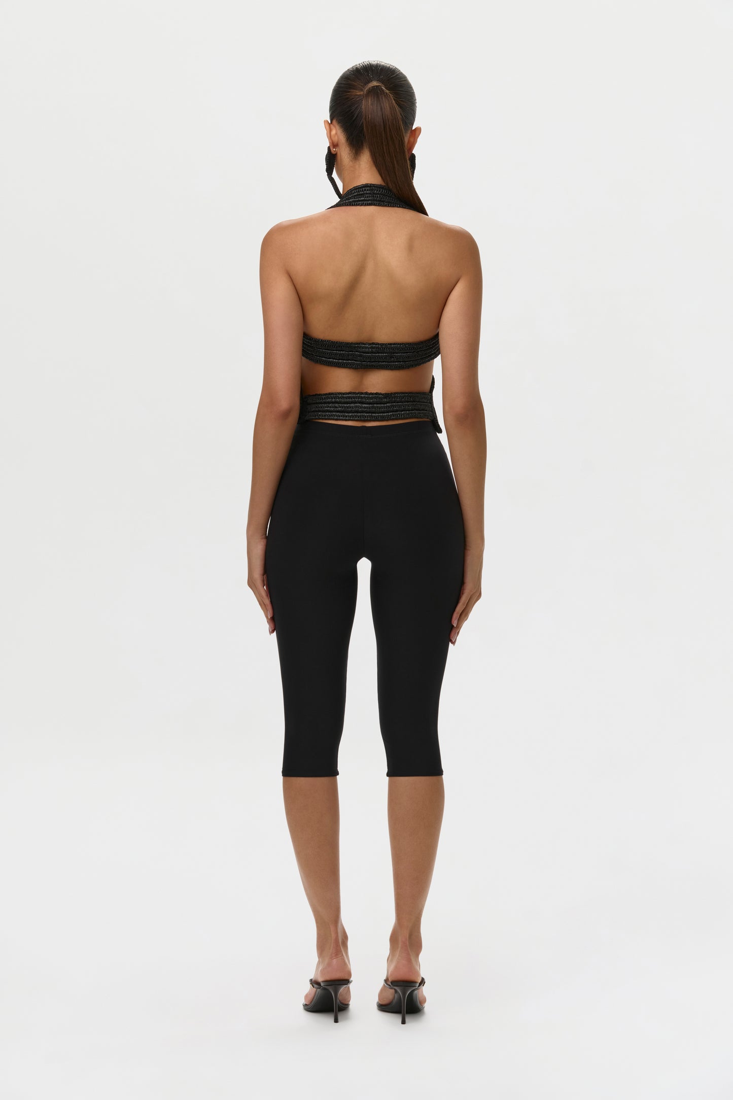Black Crochet Bustier Halter Top